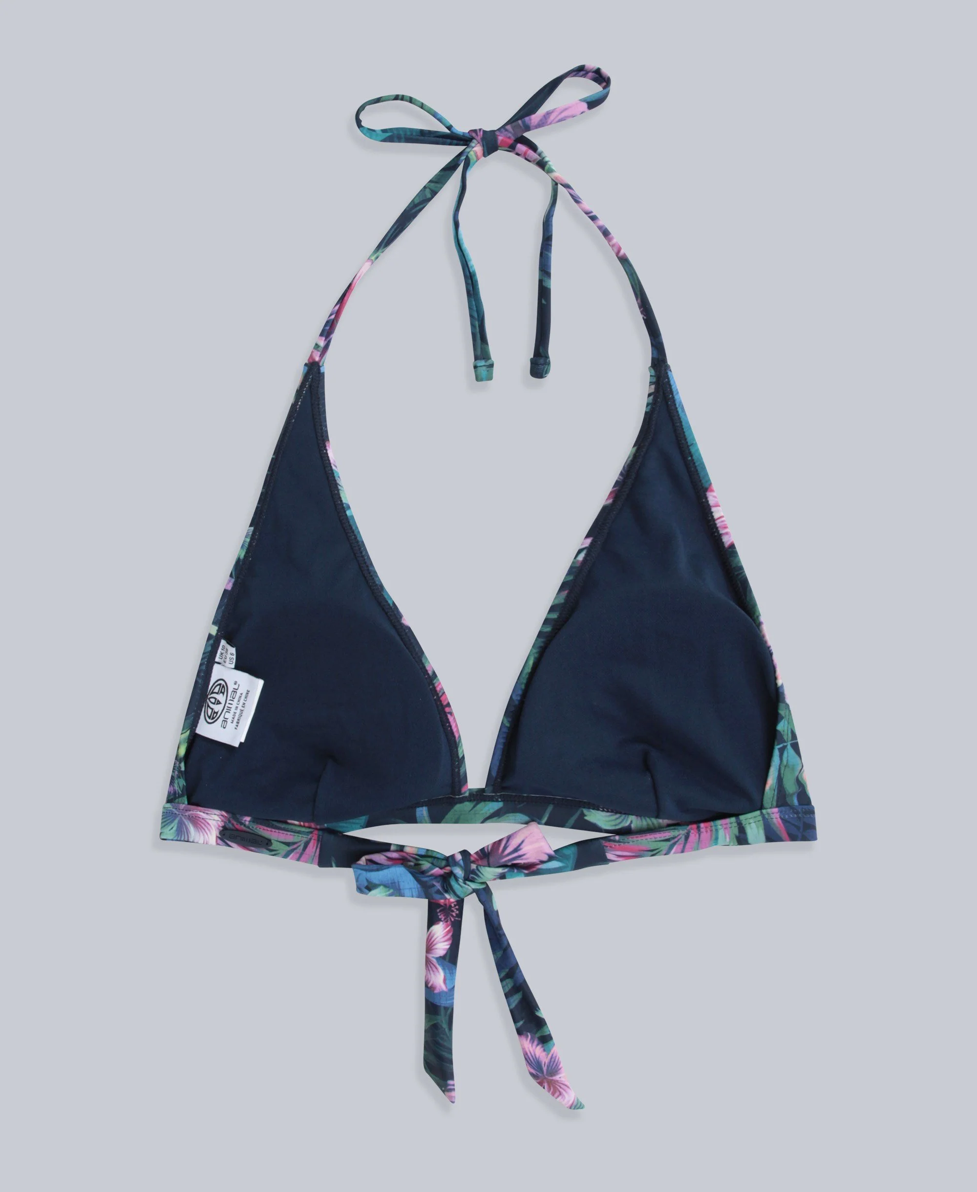Iona Womens Halter Printed Bikini Top - Dark Blue - Image 6