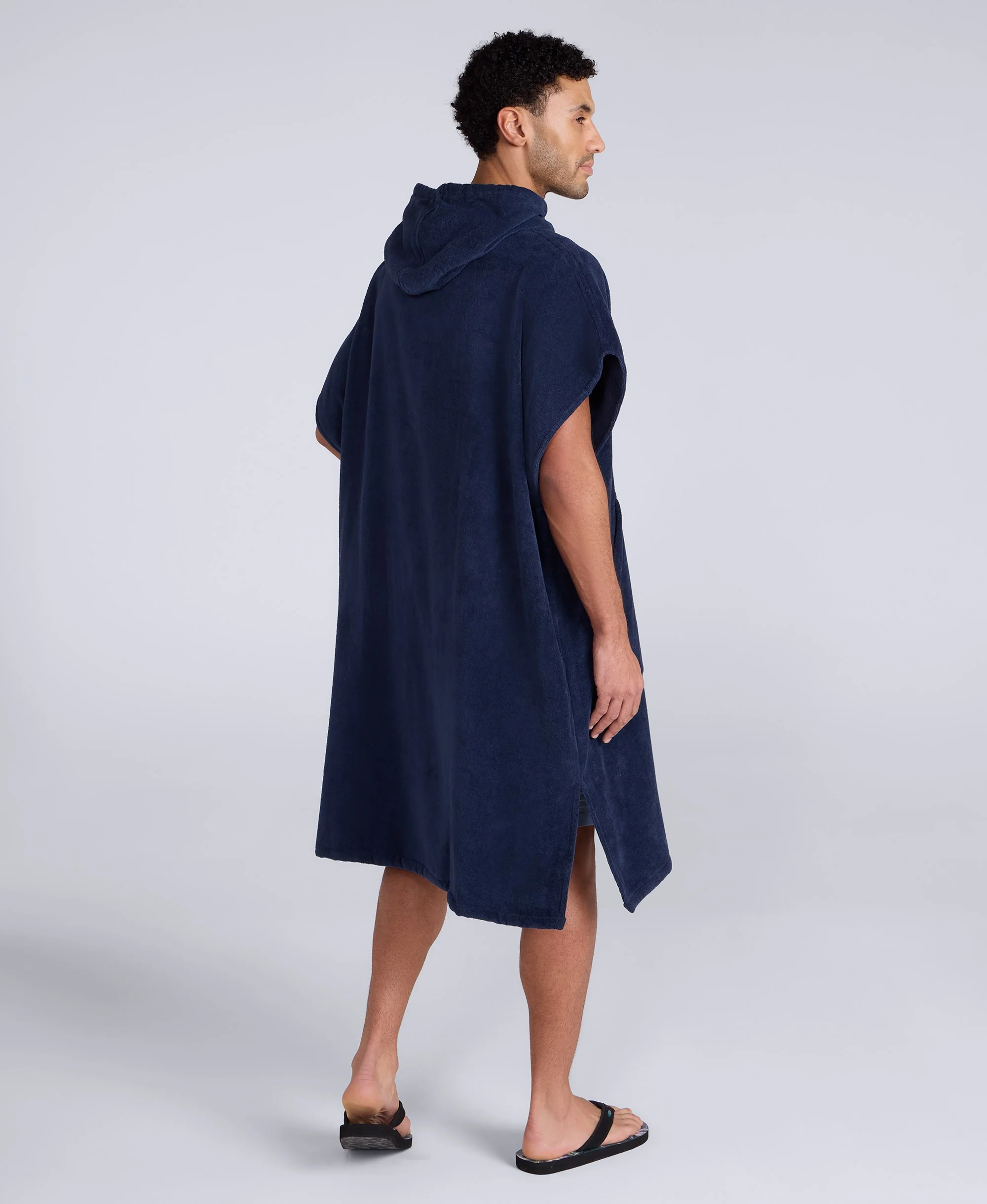 Jacob Mens Towelling Poncho - Dark Blue - Image 4