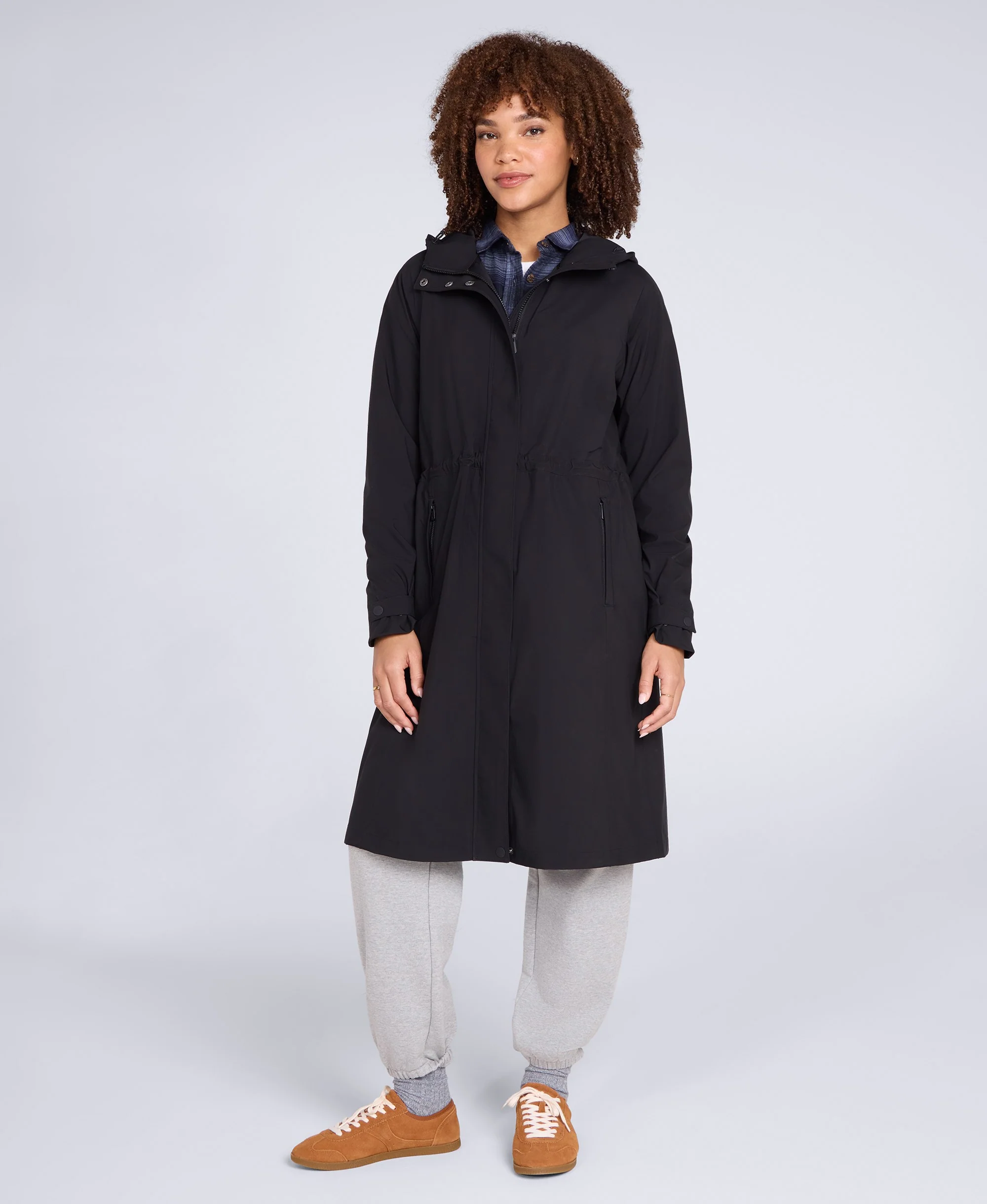 Jade Womens Long Waterproof Jacket - Black
