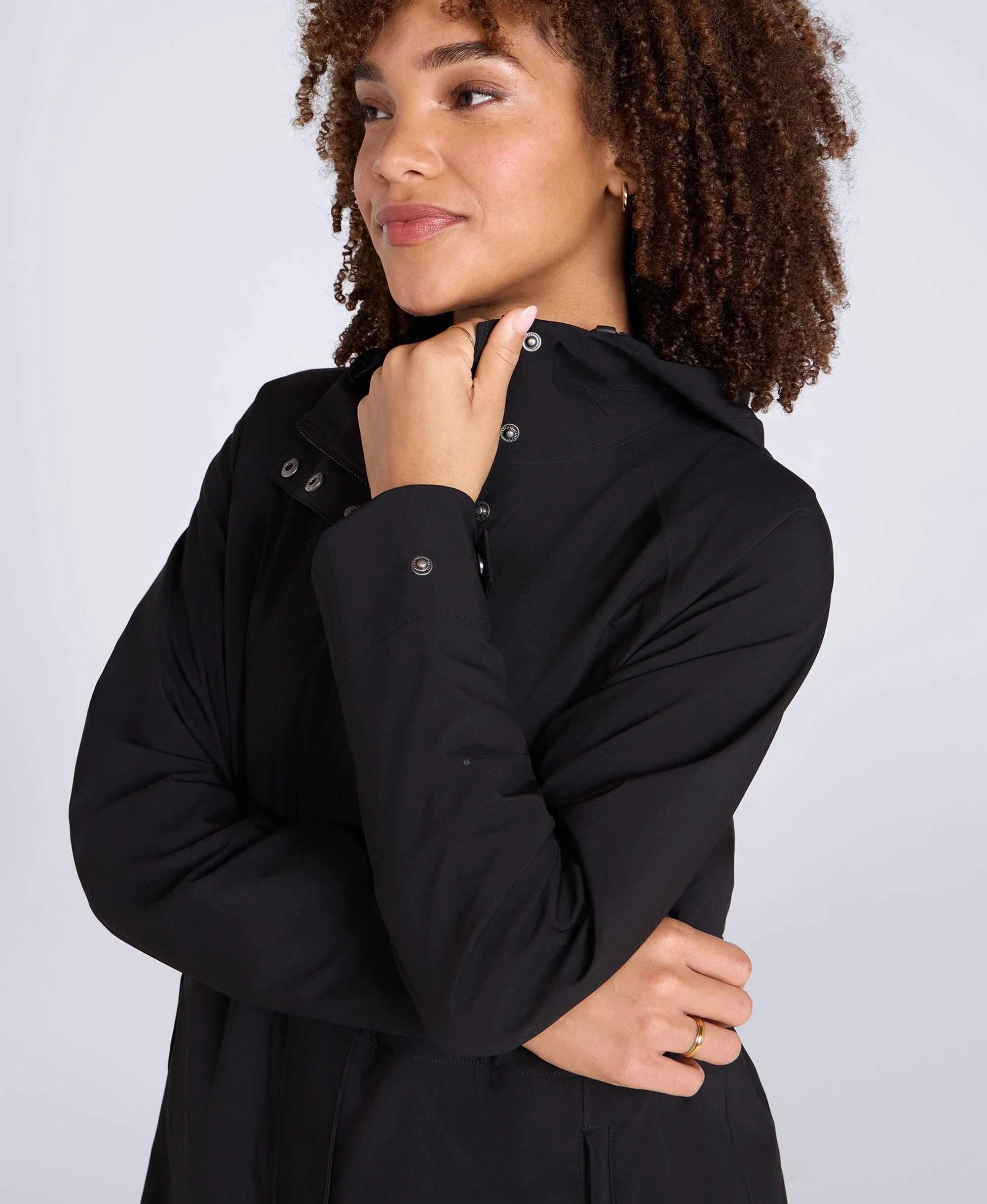 Jade Womens Long Waterproof Jacket - Black - Image 2