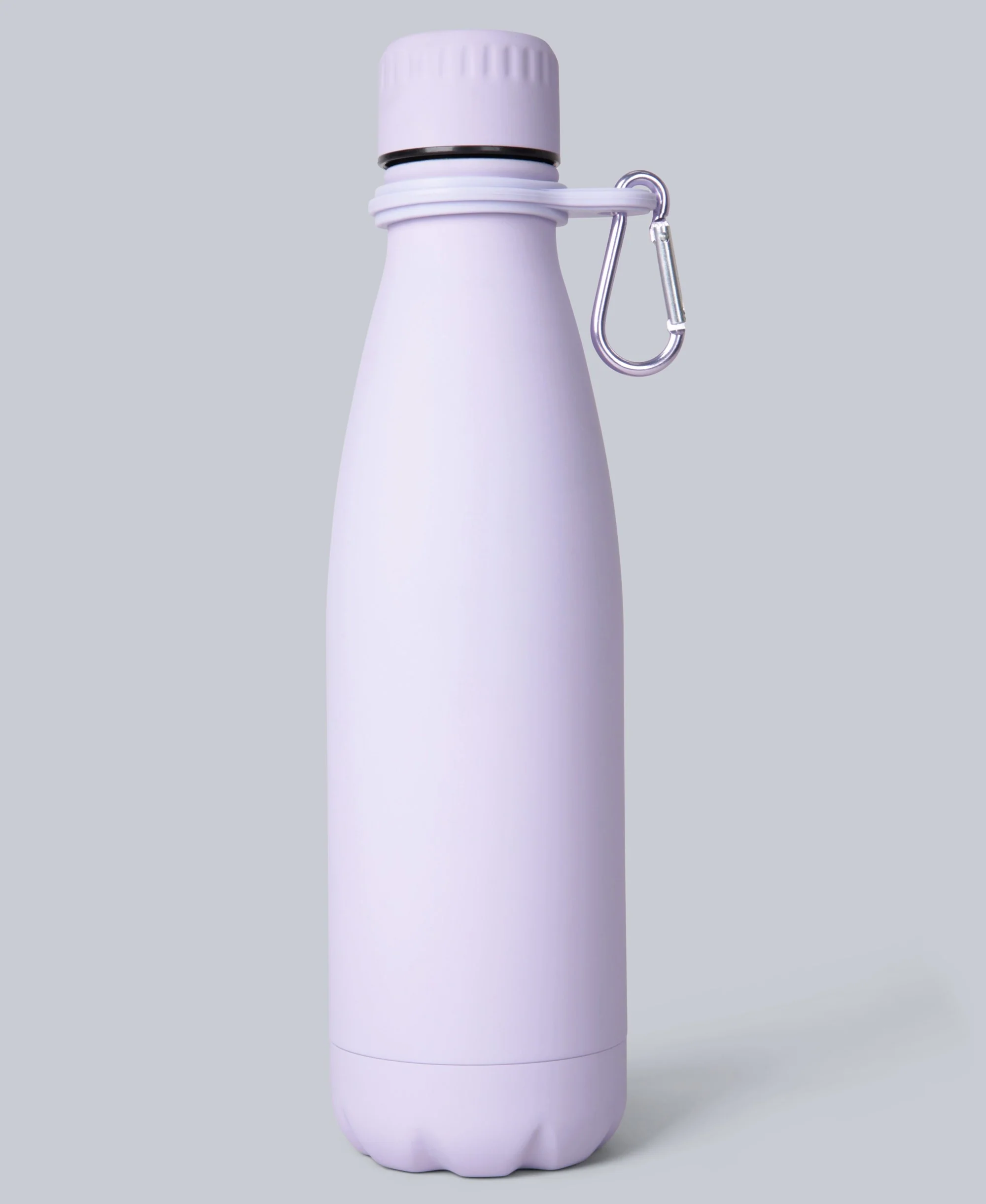 Rubber Water Bottle with Karabiner - 480ml - Lilac - Image 3