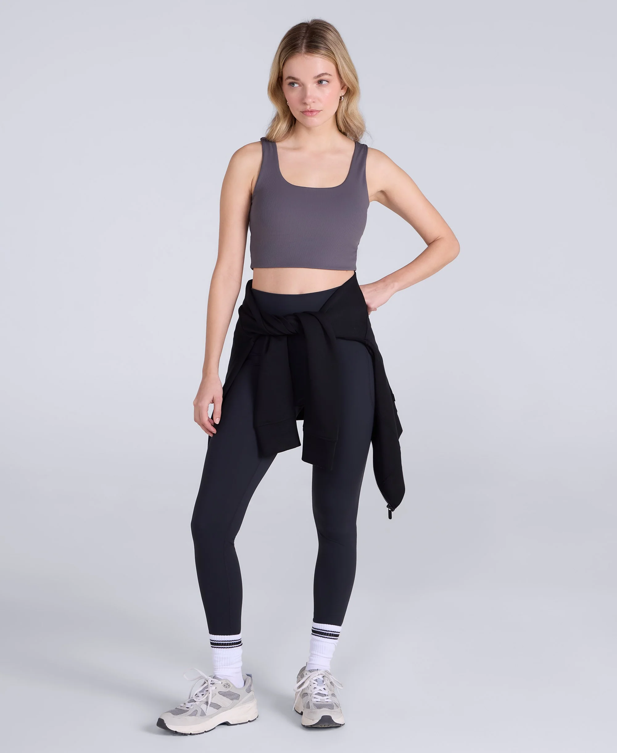 Laurel Womens Active Rib Bra Vest - Charcoal - Image 2