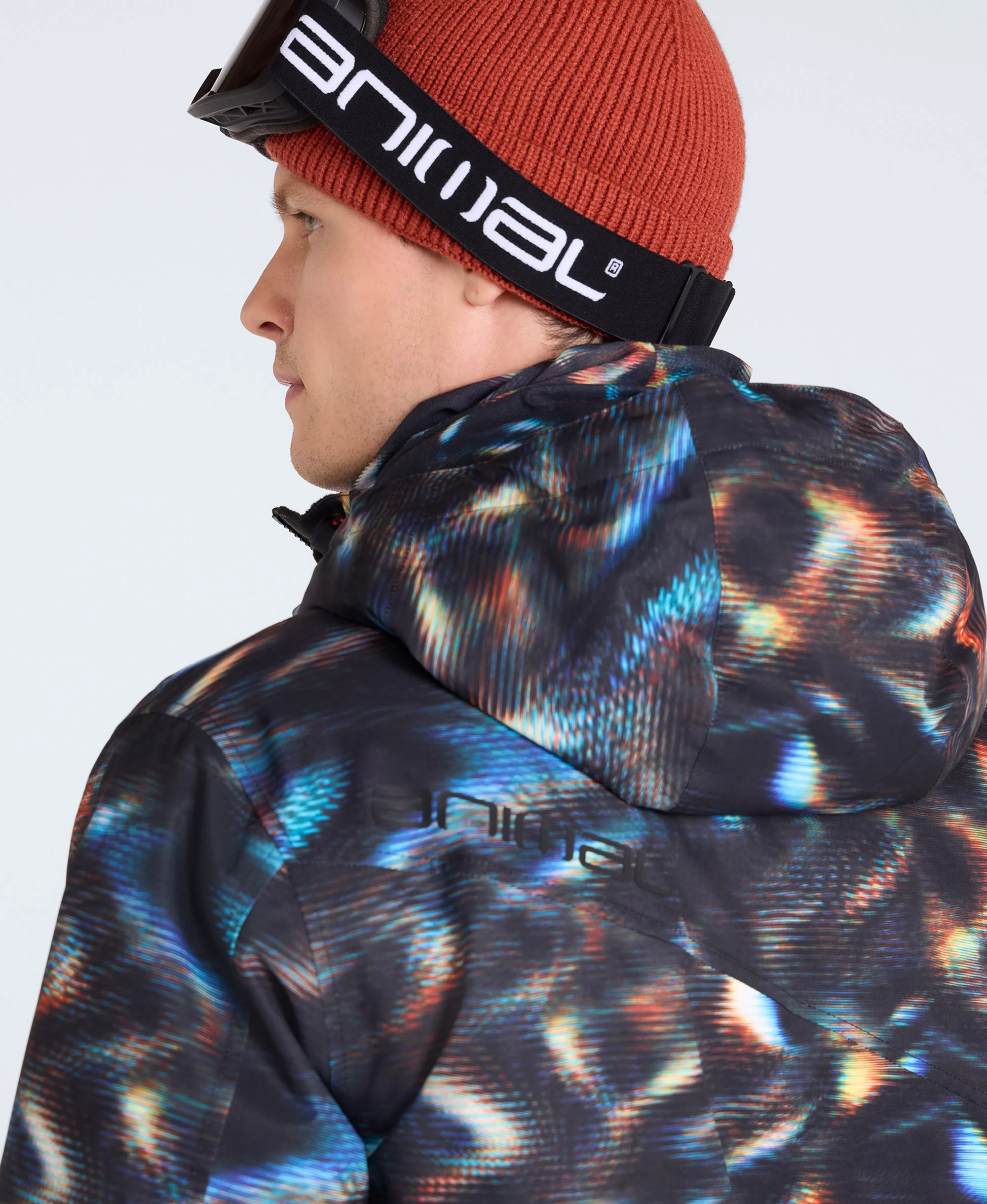 Laxx Mens Printed Snow Jacket - Orange - Image 5