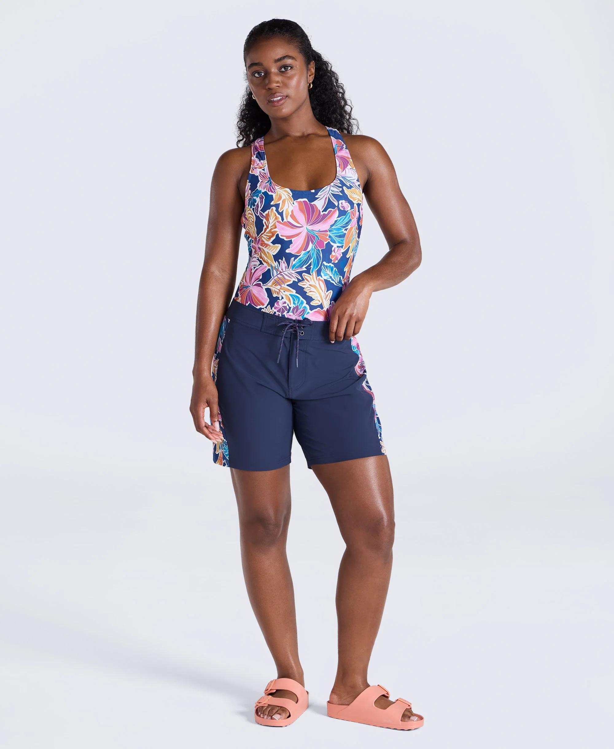 Lenora Womens Printed Boardshorts - Dark Blue - Image 2