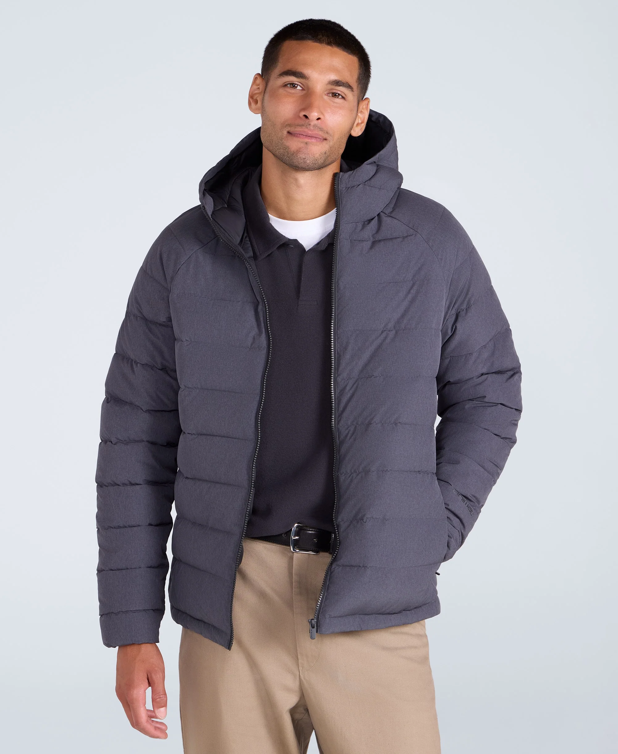 Light Cloud Cosi Marl Hooded Mens Padded Jacket - Charcoal - Image 4