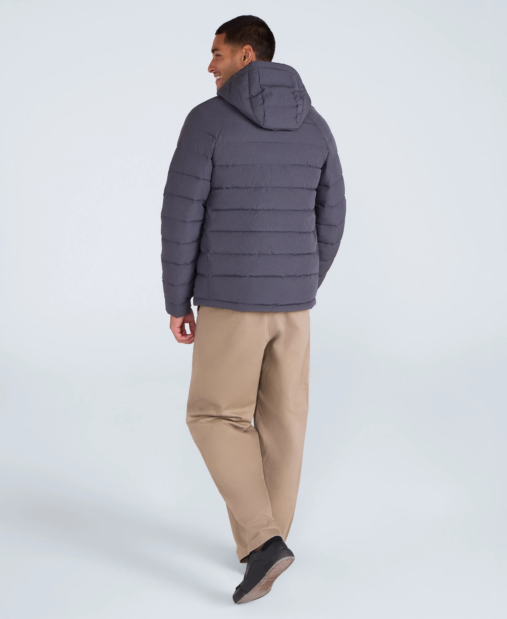 Light Cloud Cosi Marl Hooded Mens Padded Jacket - Charcoal - Image 5