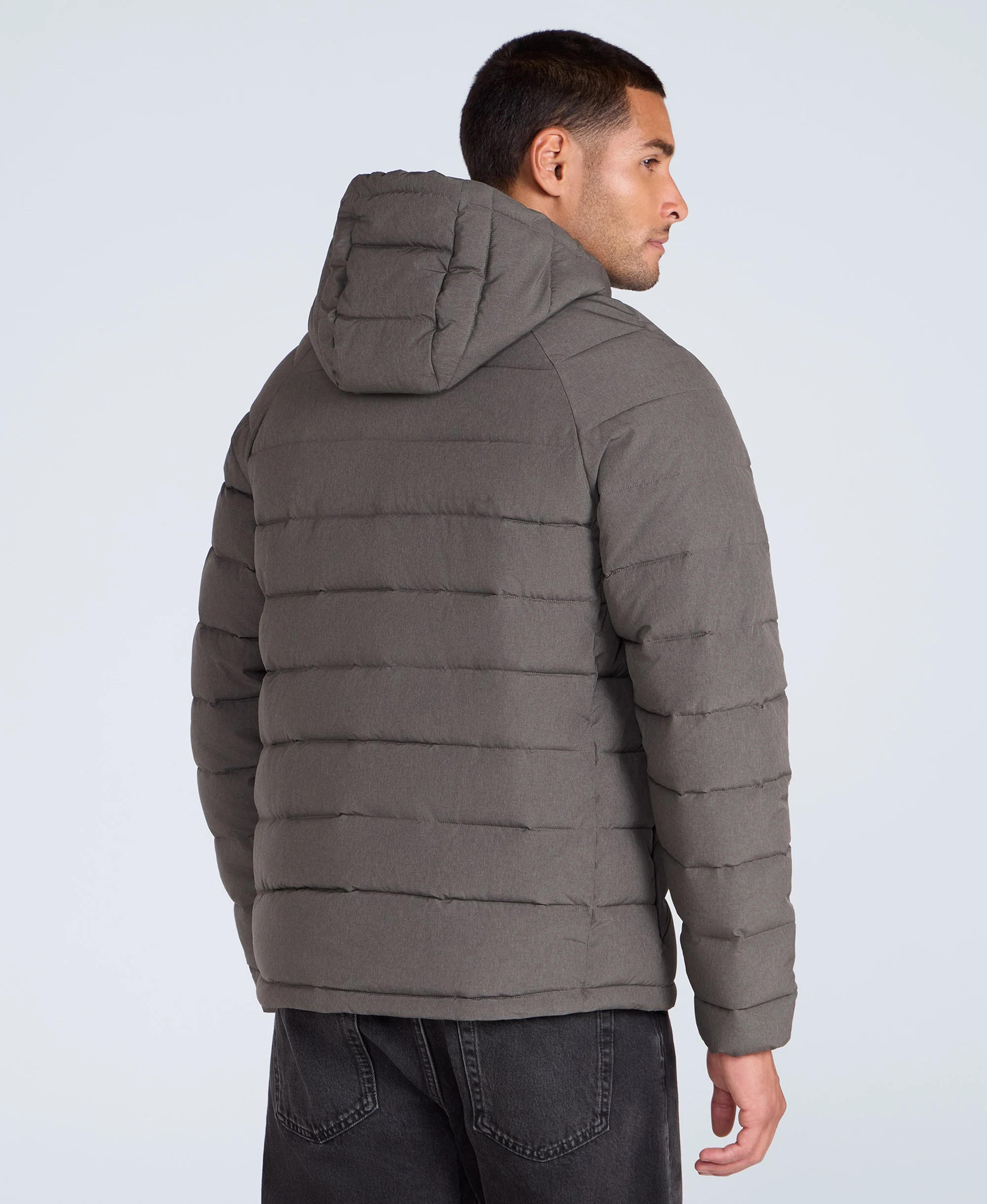 Light Cloud Cosi Marl Hooded Mens Padded Jacket - Khaki - Image 4