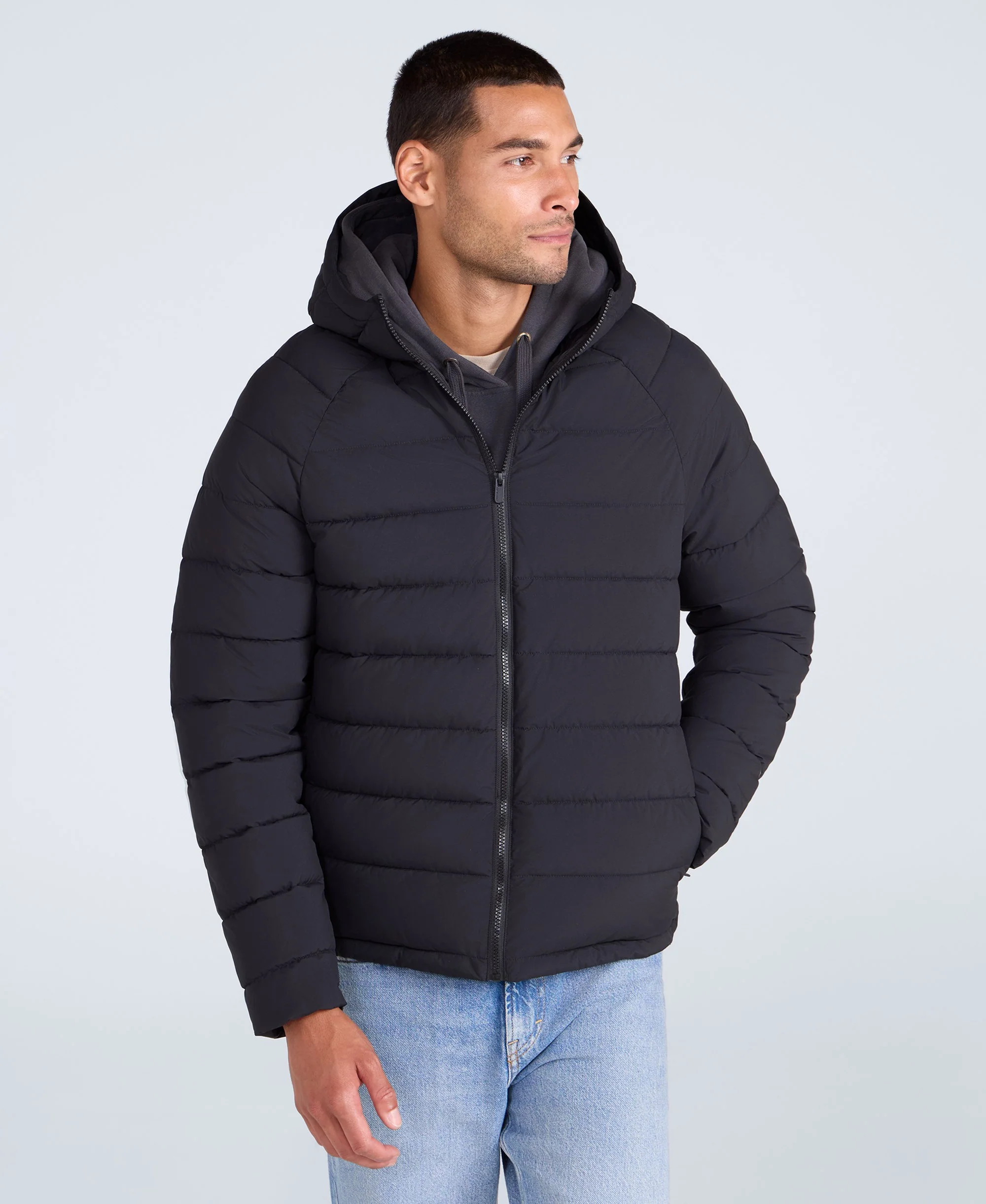 Light Cloud Cosi Hooded Mens Padded Jacket - Black - Image 2