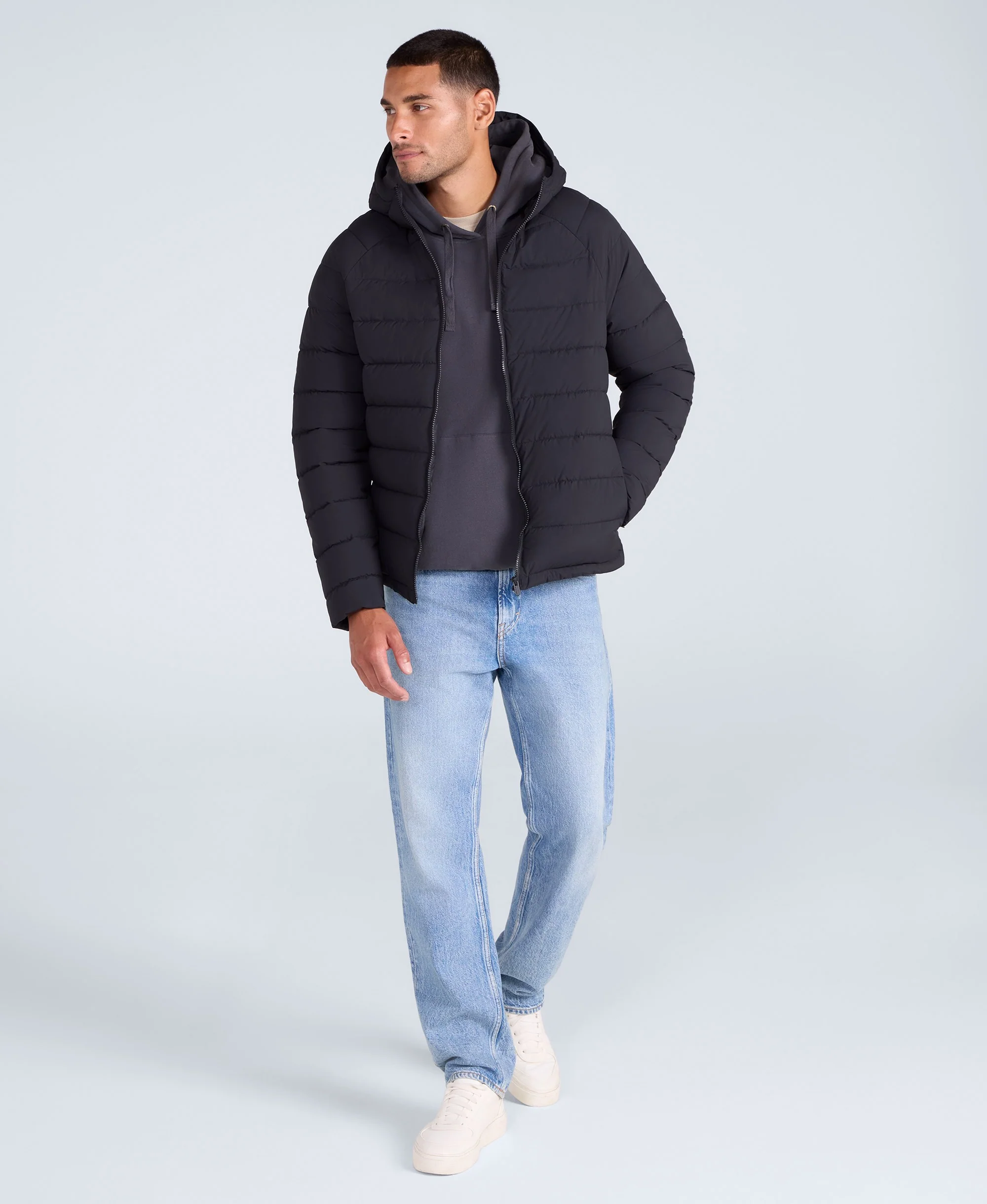 Light Cloud Cosi Hooded Mens Padded Jacket - Black - Image 3