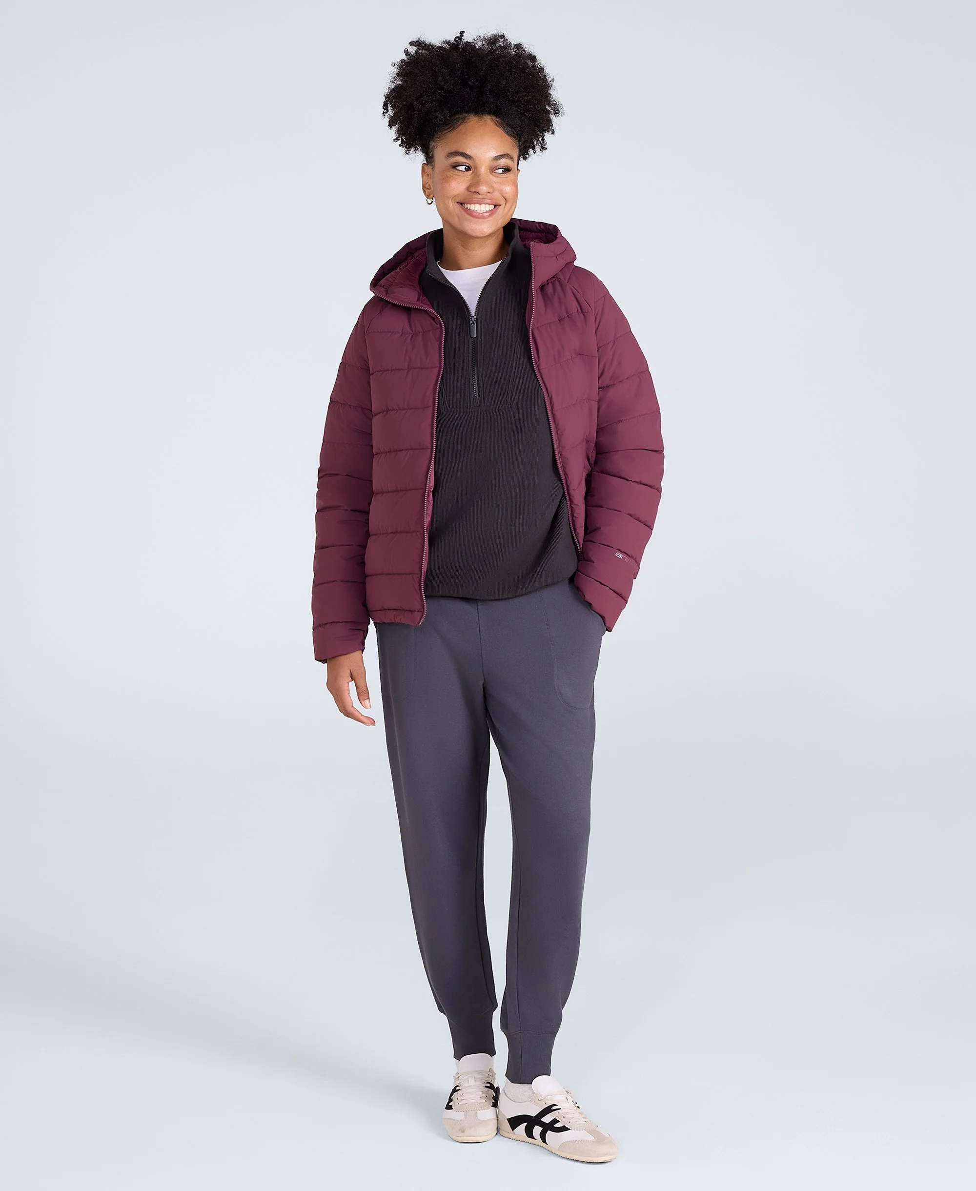 Light Cloud Cosi Hooded Womens Padded Jacket - Burgundy - Image 3