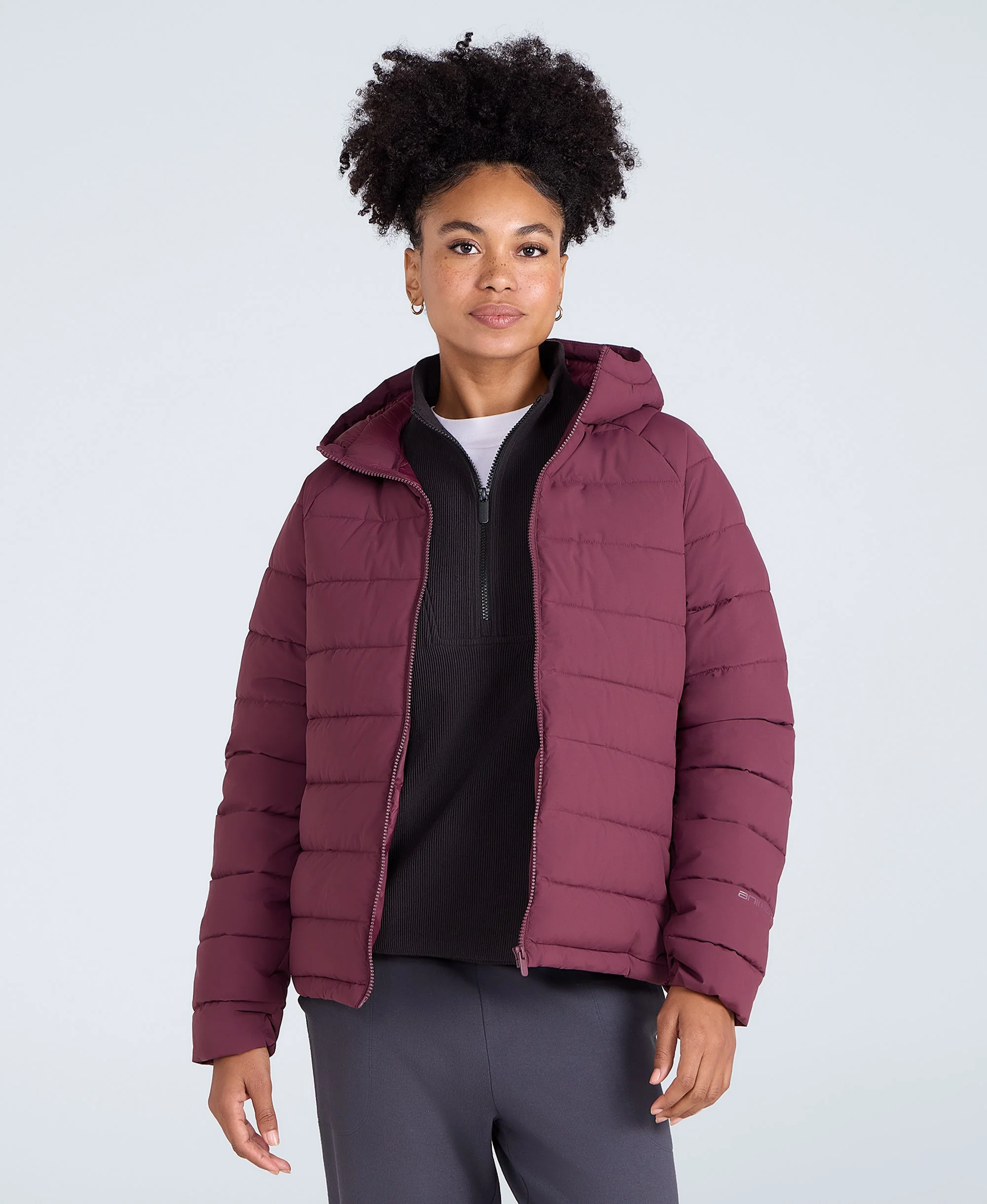 Light Cloud Cosi Hooded Womens Padded Jacket - Burgundy - Image 4