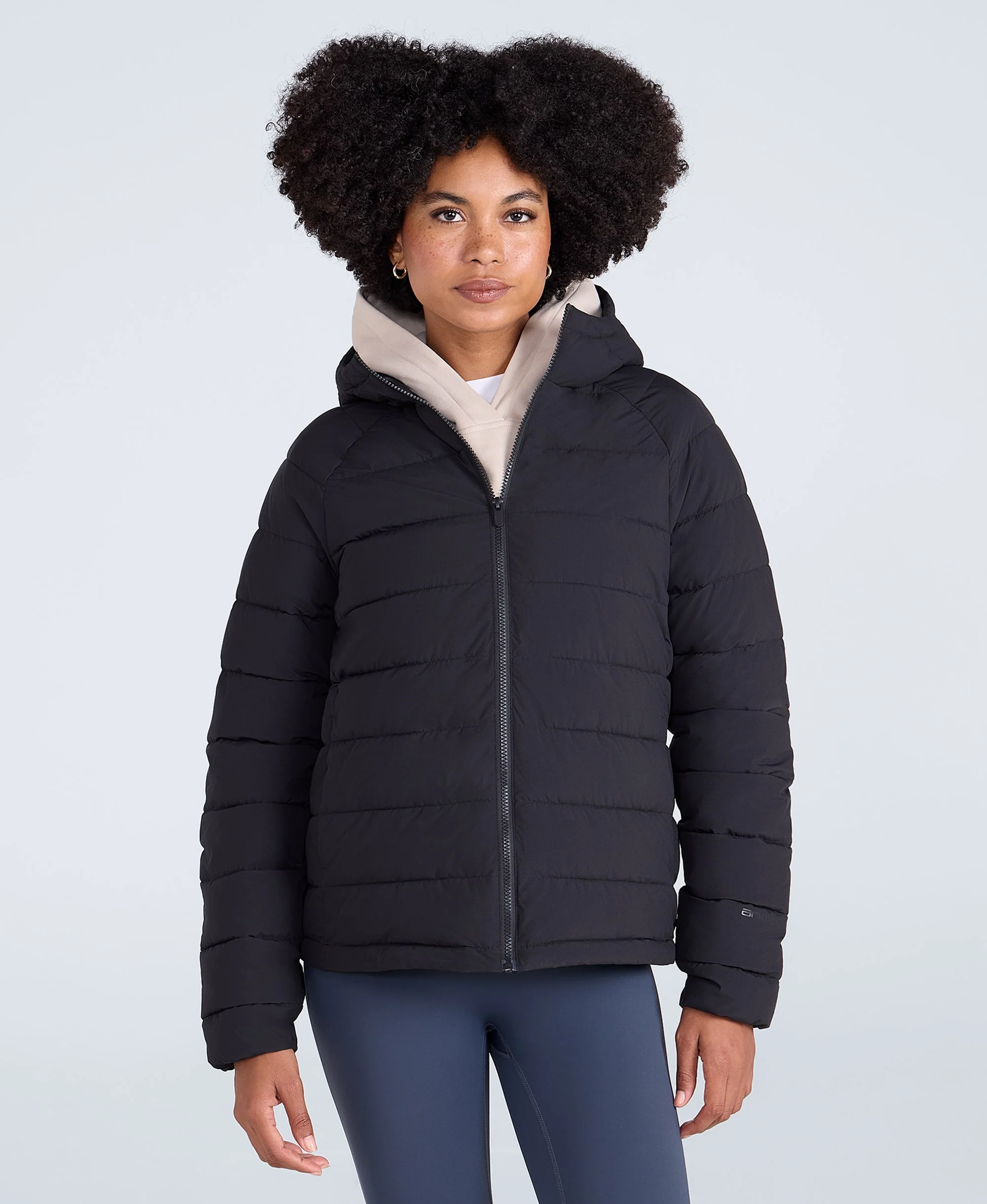 Light Cloud Cosi Hooded Womens Padded Jacket - Jet Black - Image 2