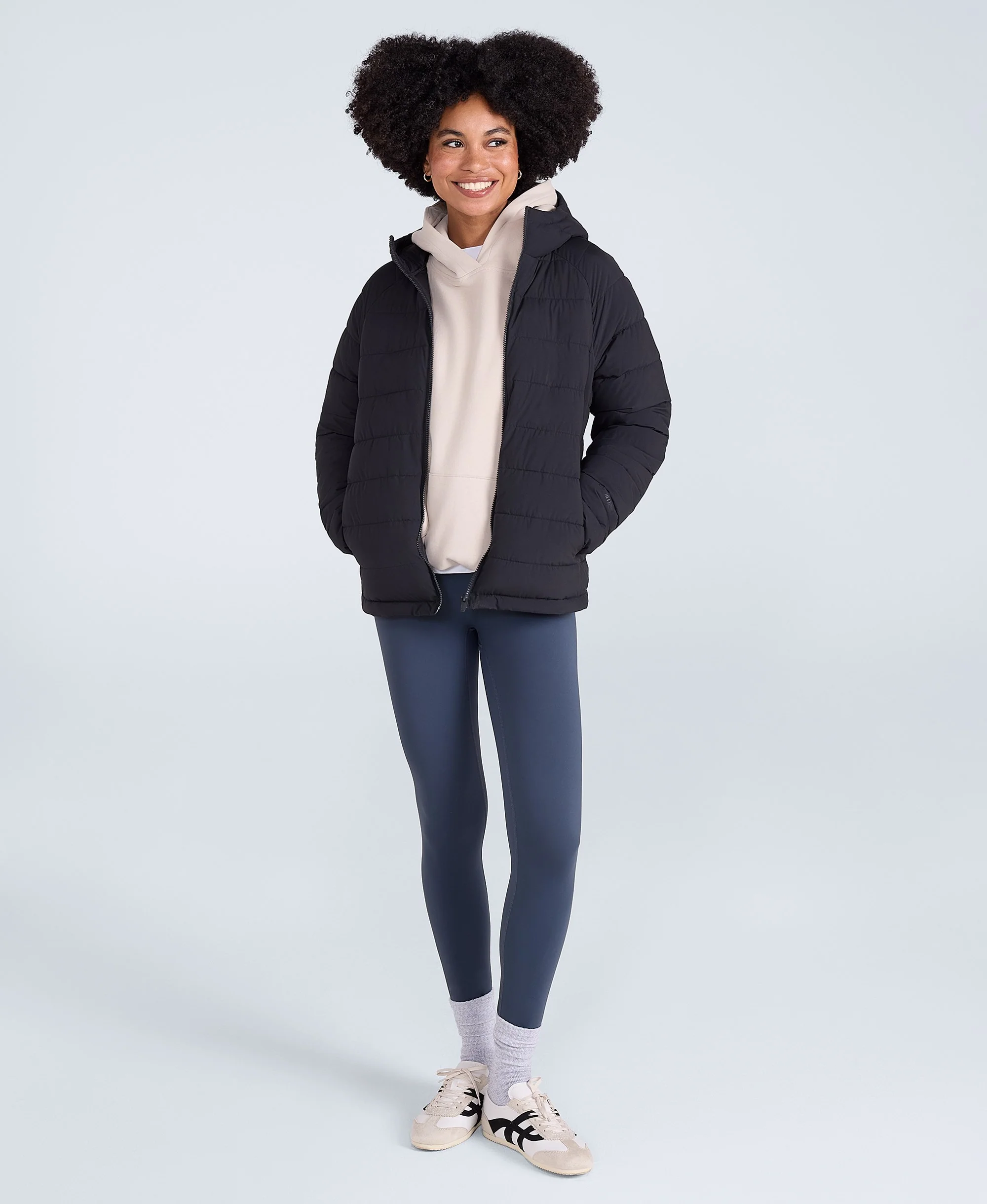 Light Cloud Cosi Hooded Womens Padded Jacket - Jet Black - Image 4