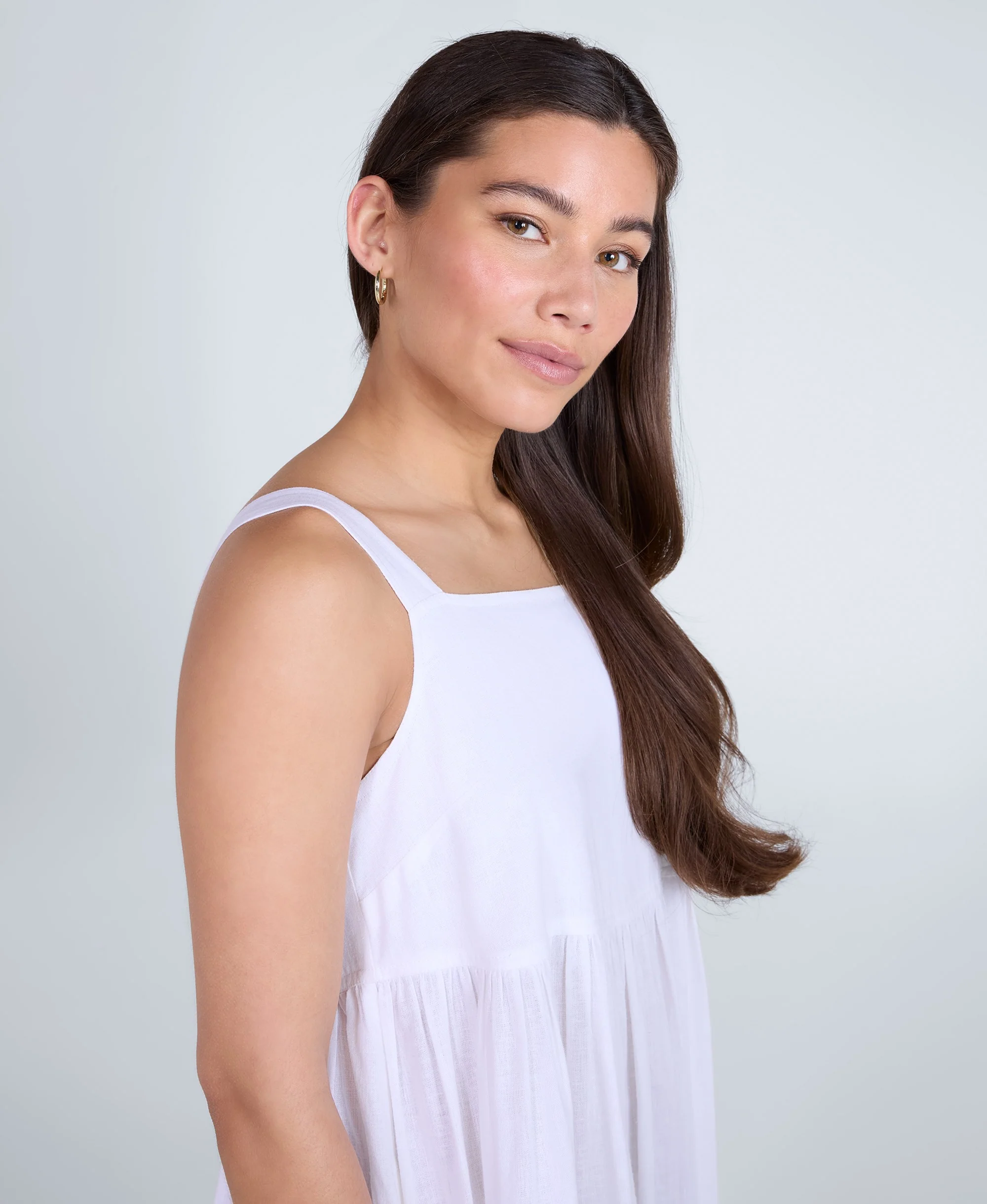 Linen Womens Midi Dress - White - Image 3