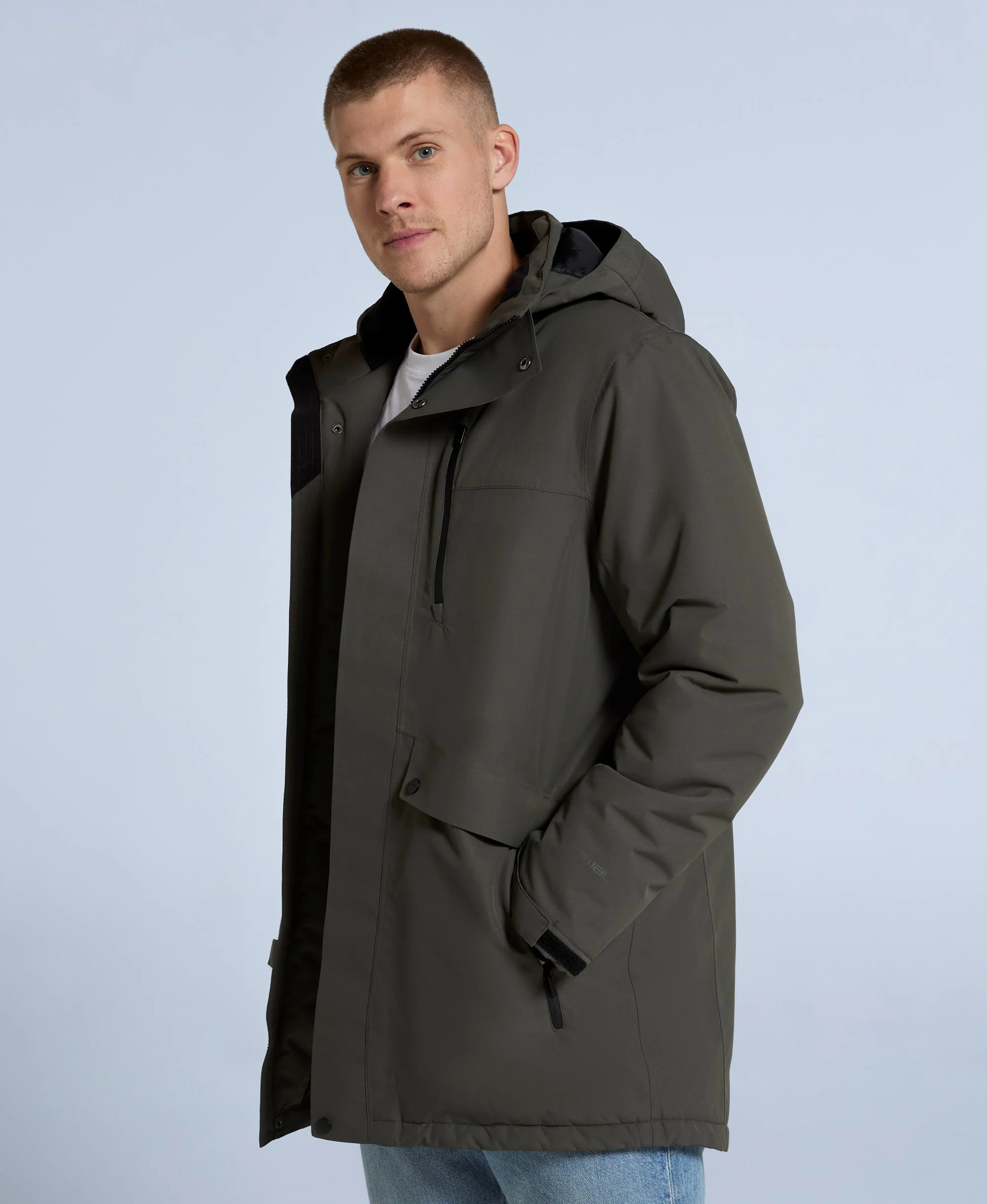 Lisbon Mens Waterproof Parka - Dark Khaki - Image 3