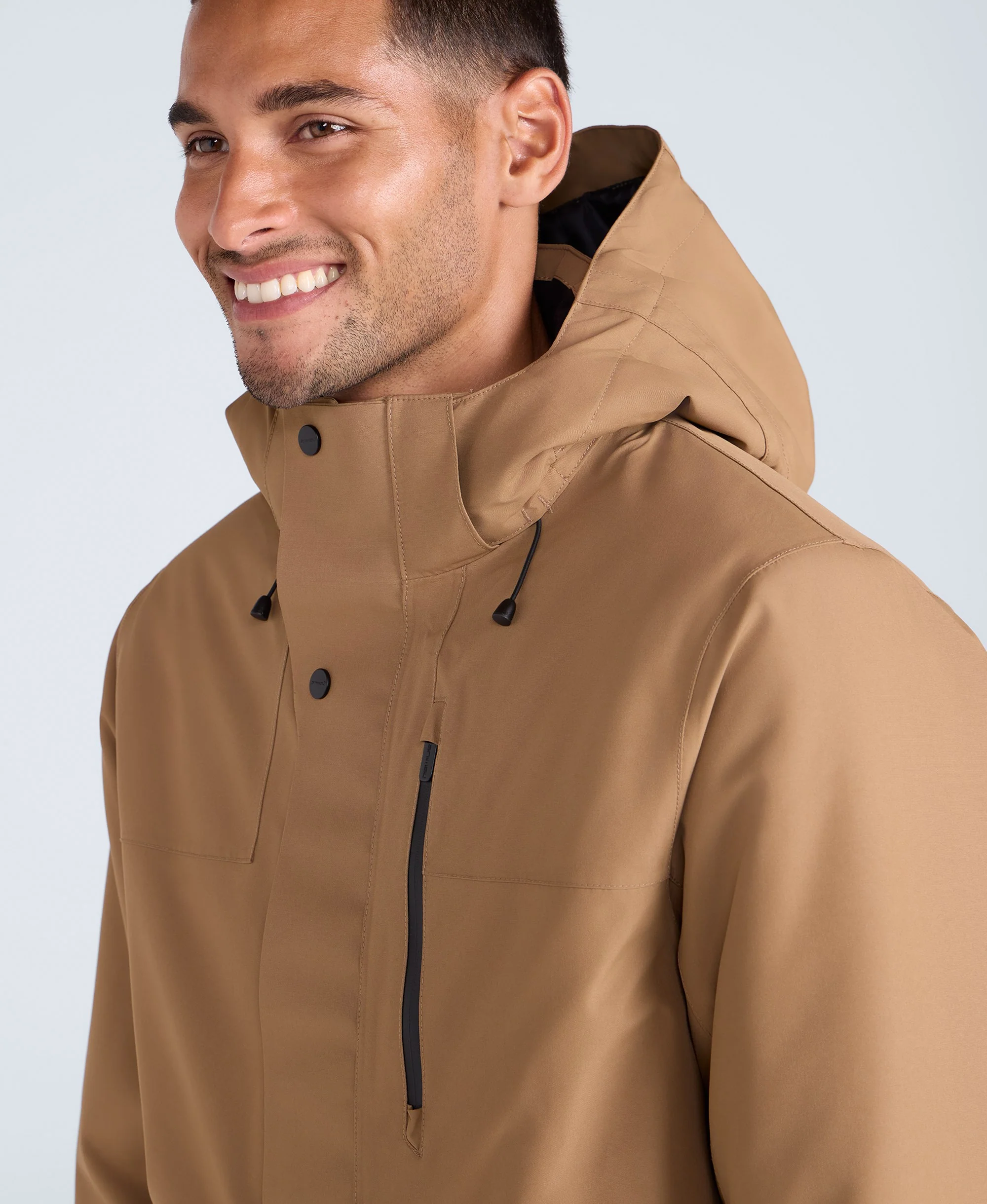 Lisbon Mens Waterproof Parka - Tan - Image 3