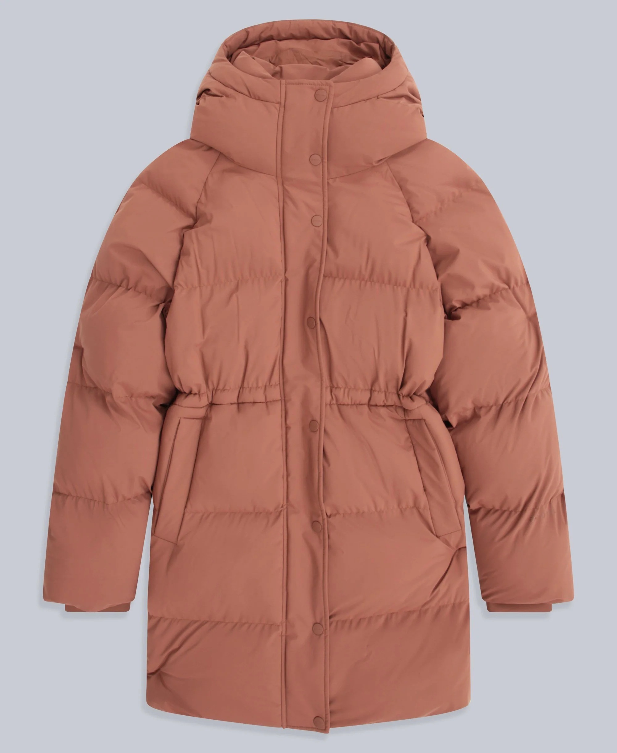 Maggie Womens Waisted Baffle Coat - Rust - Image 6