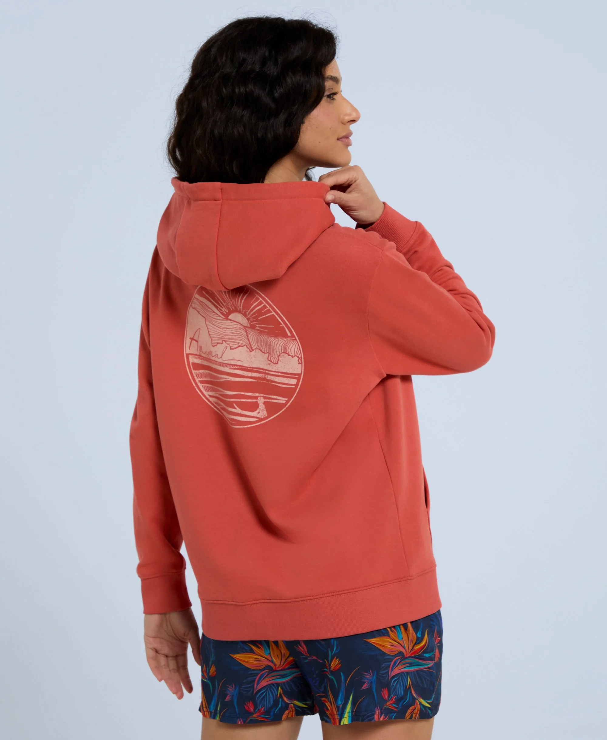 Maya Womens Full-Zip Hoodie - Burnt Orange - Image 3