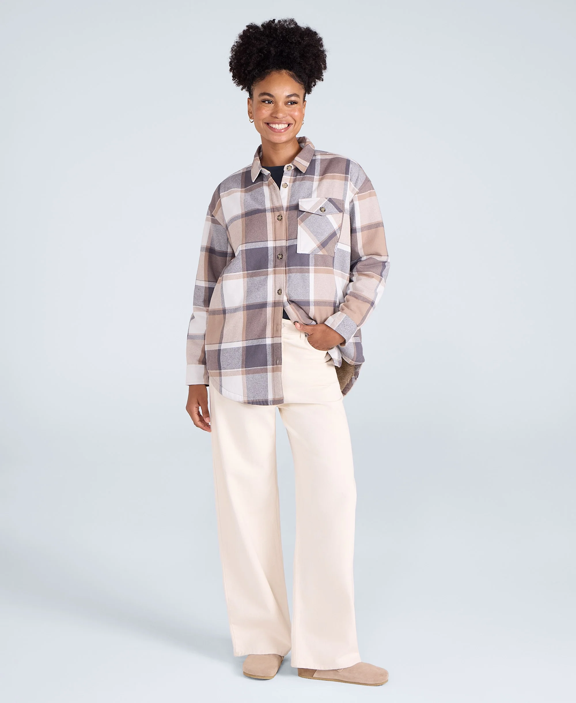 Megan Womens Borg-Lined Shirt - Blue - Image 2