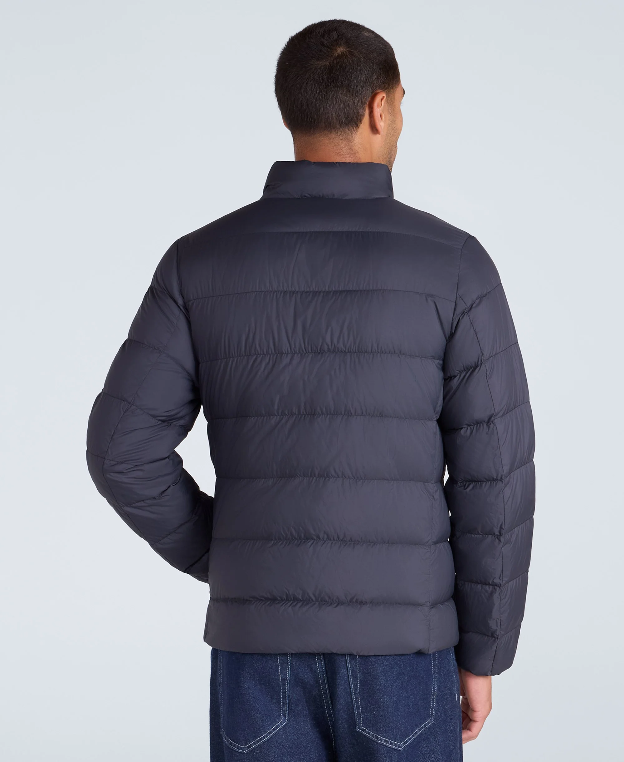 Mens Lightweight Down Packable Jacket - Black - Image 3