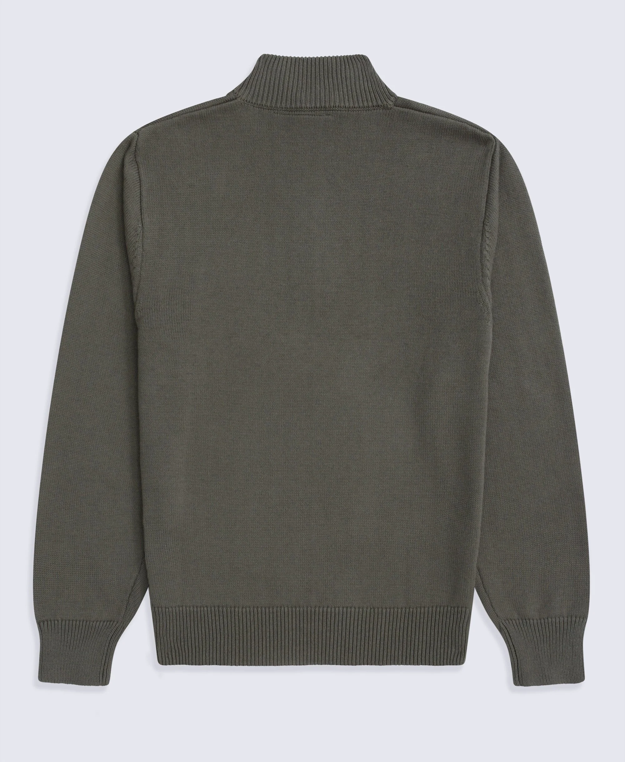 Mens Ribbed Quarter Zip Jumper - Khaki - Image 7