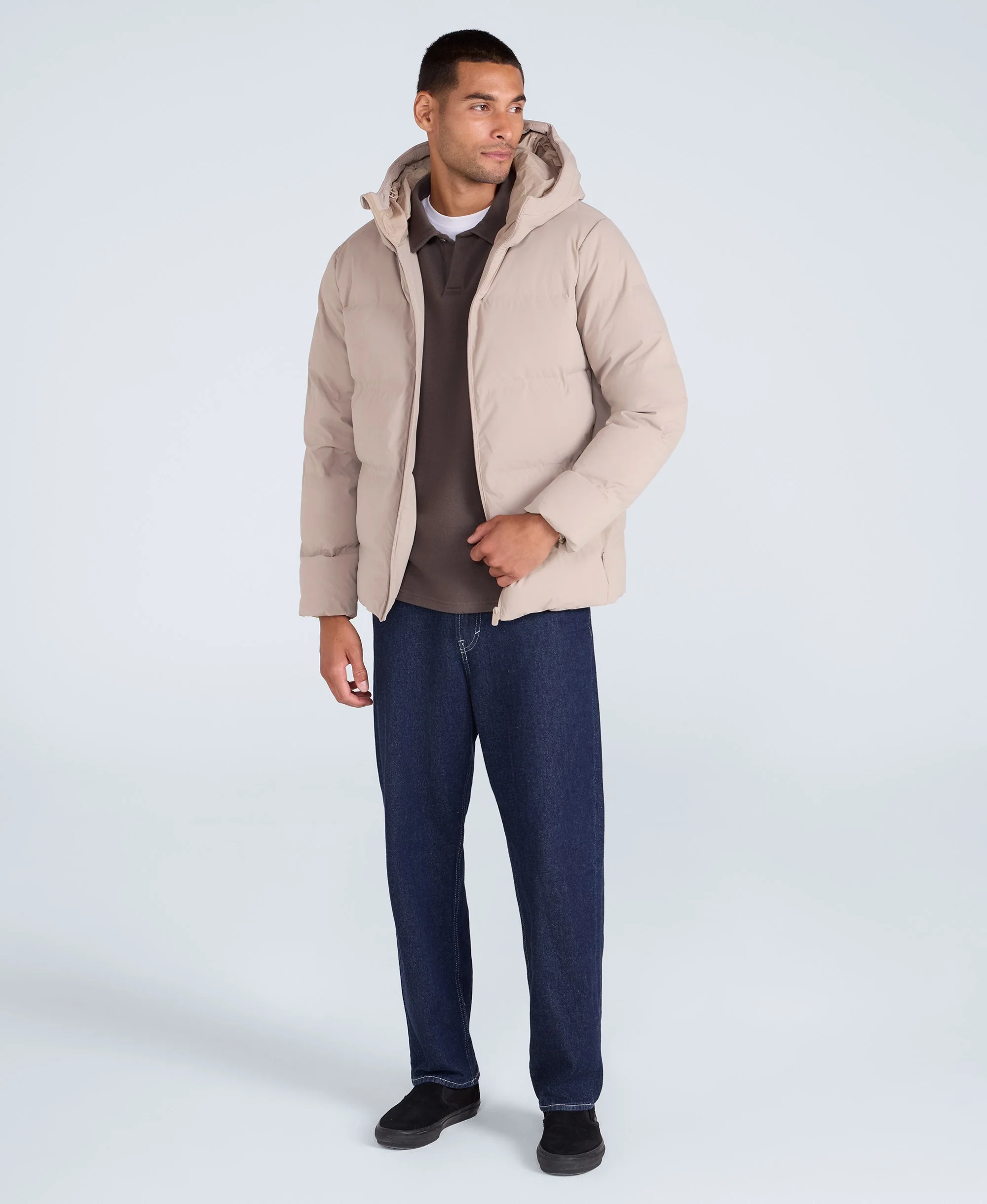 Mens Tech Down Heat Sealed Jacket - Beige - Image 3