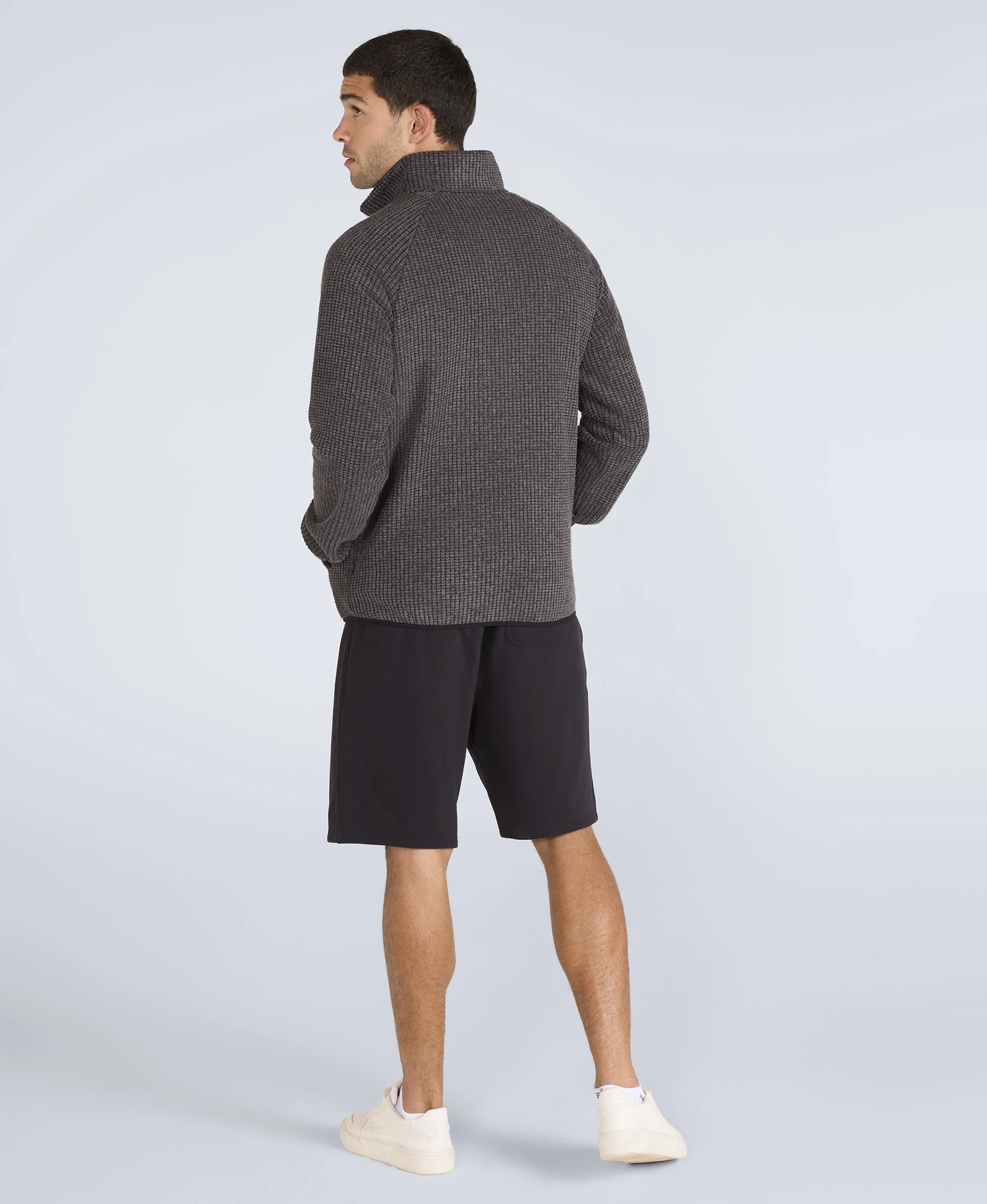Mens Textured Half-Zip Fleece - Charcoal - Image 4
