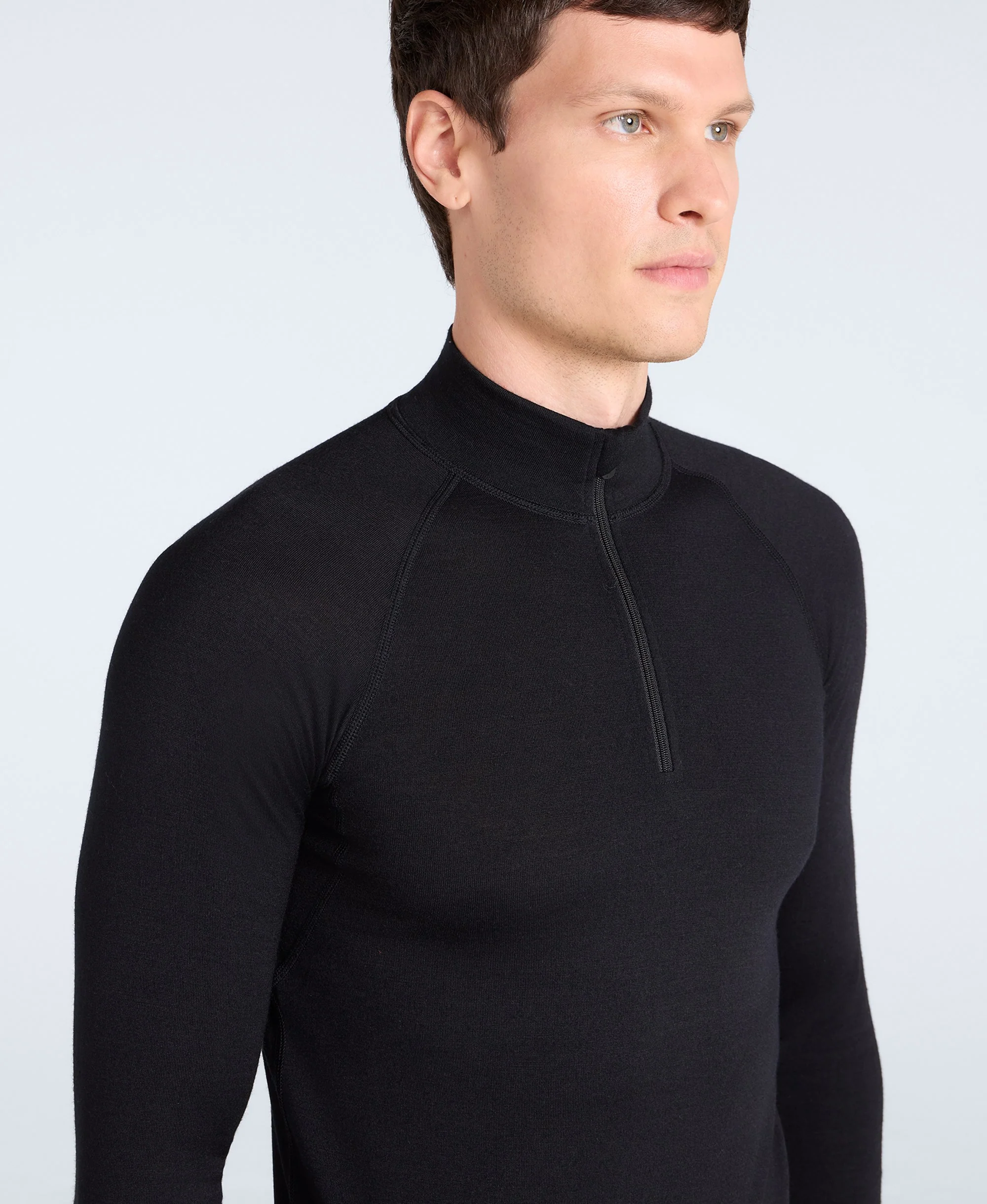 Merino Mens Half Zip - Black - Image 4