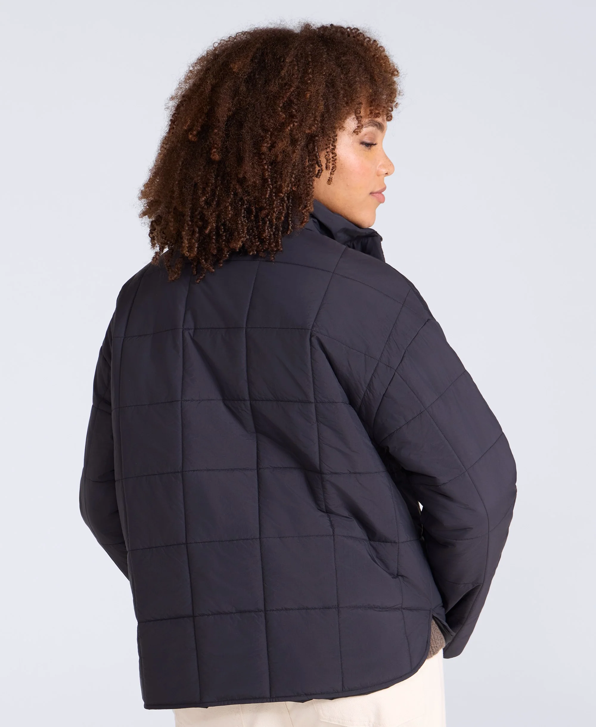 Nina Womens Grid Quilt Padded Jacket - Black - Image 4