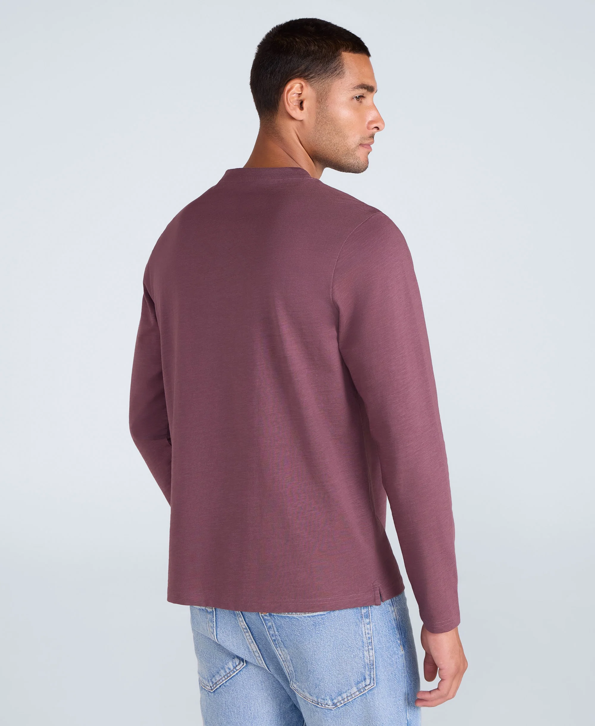 Noah Mens Henley Top - Dark Purple - Image 3