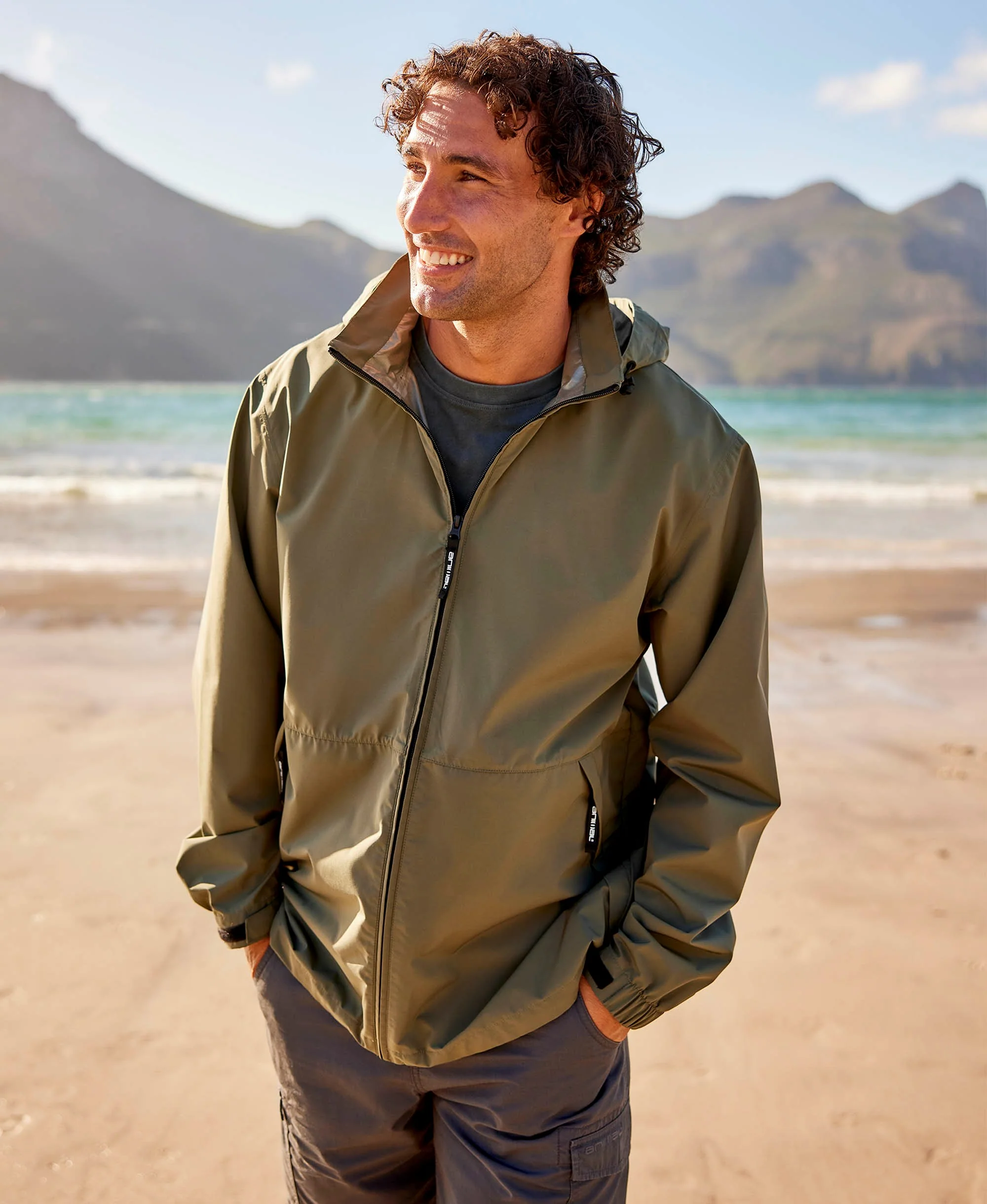 Pace Mens Waterproof Packable Jacket - Khaki