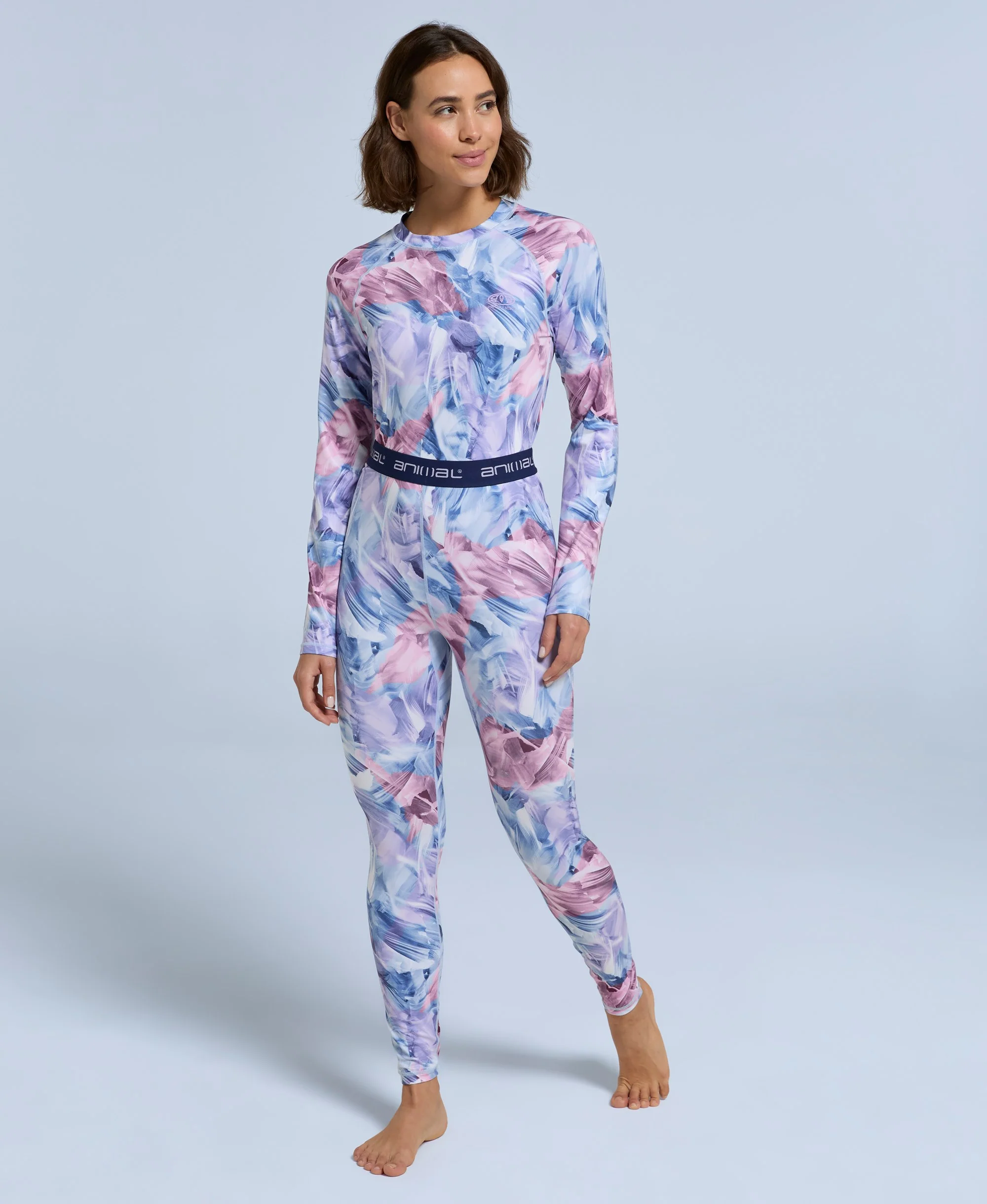 Piste Printed Womens Base Layer Leggings - Light Pink - Image 2