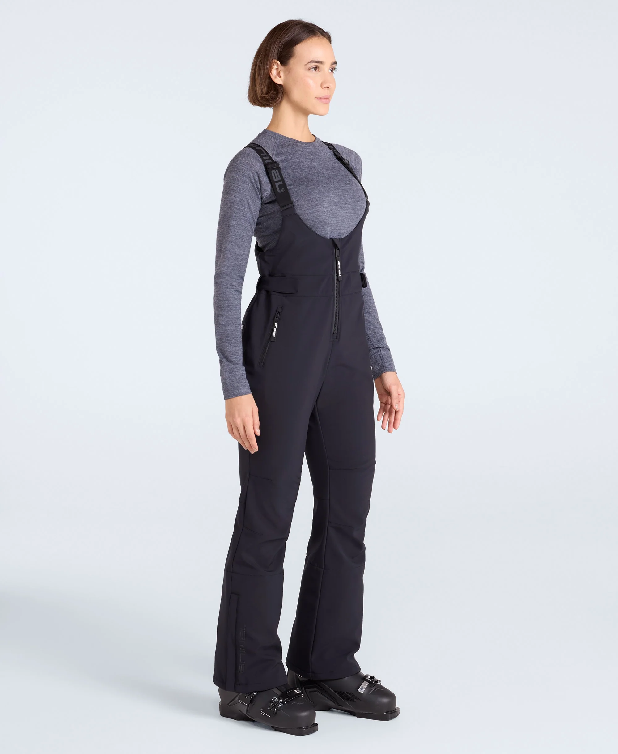 Powder Womens Bib Front Ski Pants - Black - Image 3