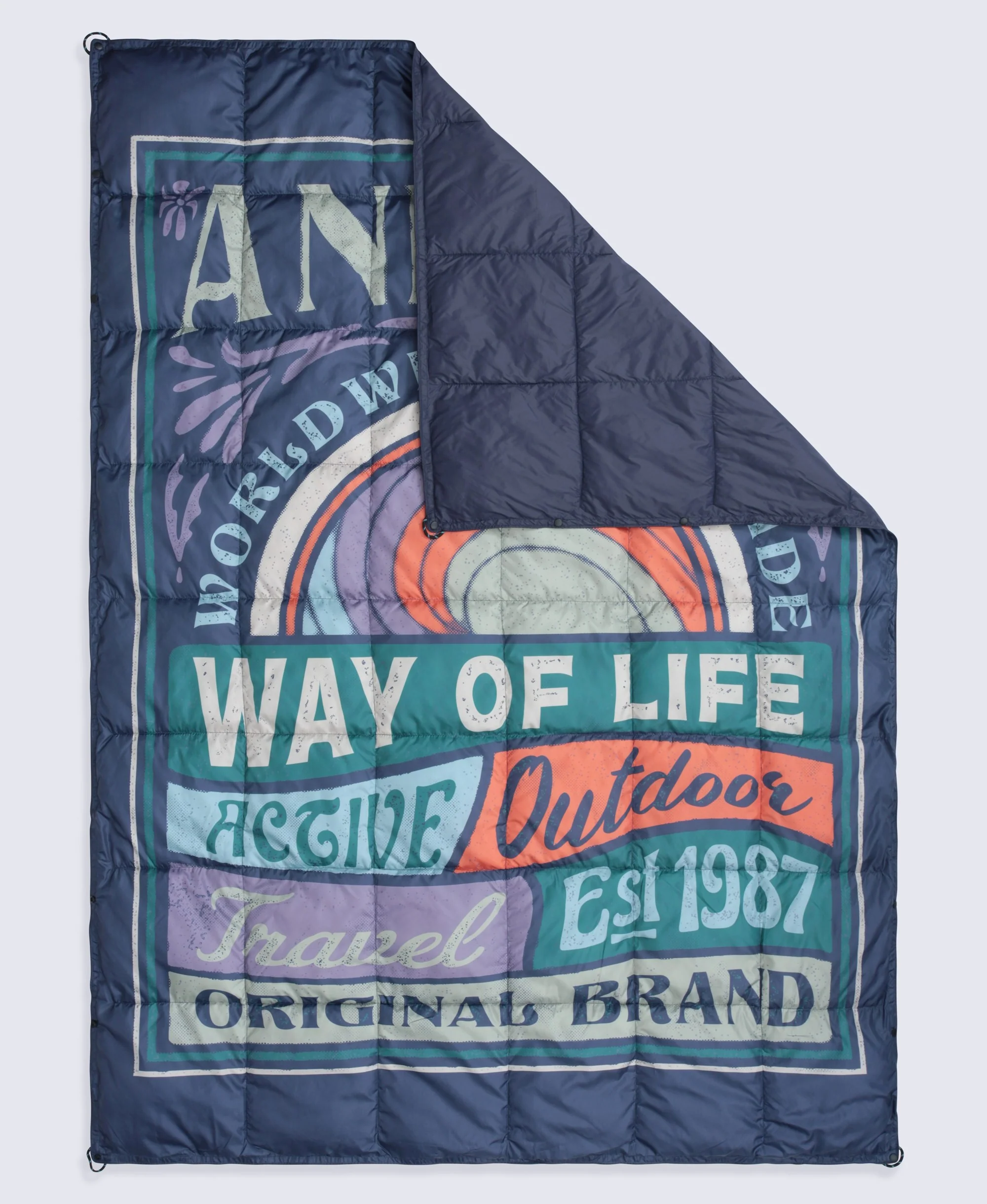 Printed Packaway Quilted Blanket - Dark Purple