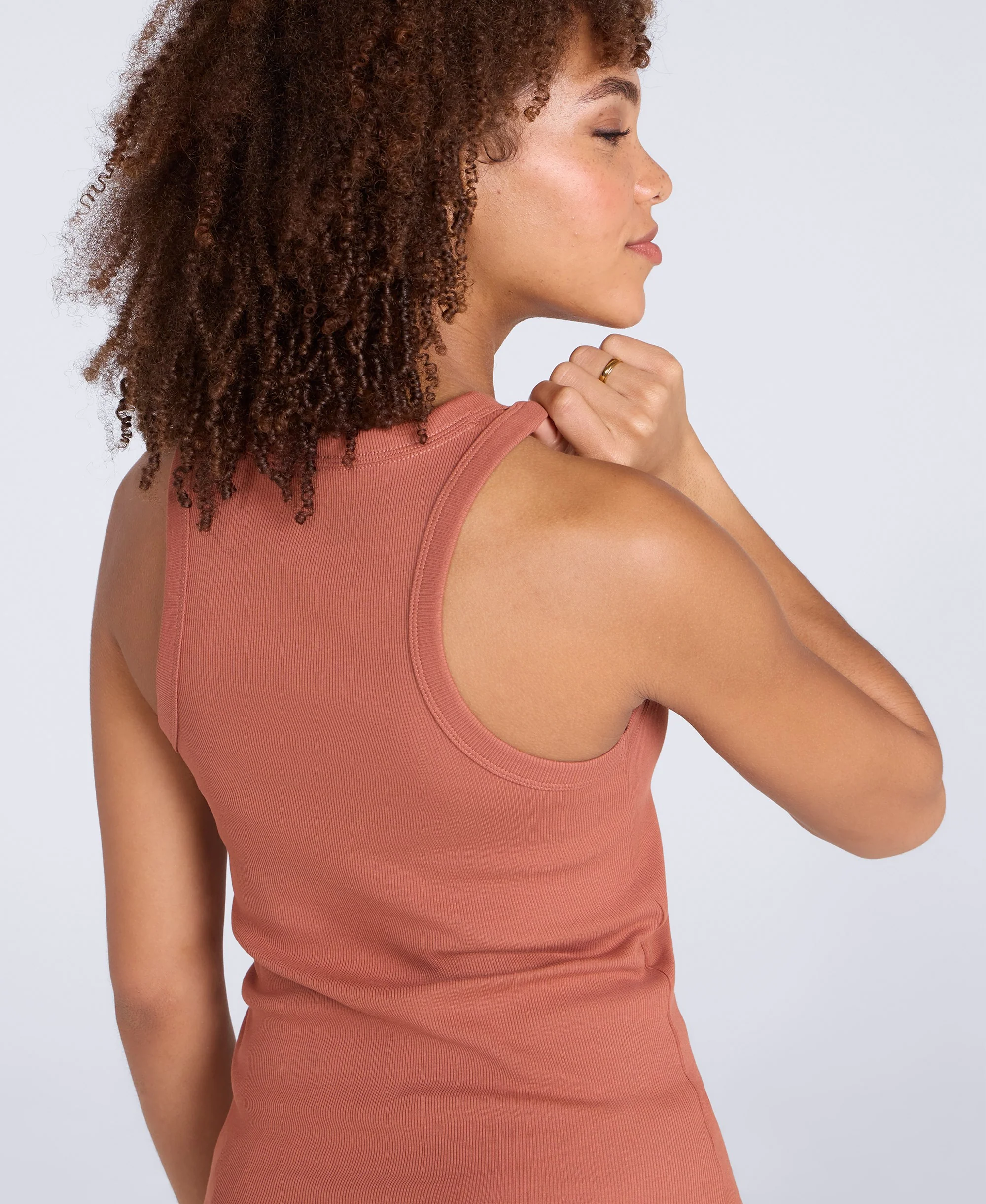 Ribbed Womens Tank Top - Rust - Image 3