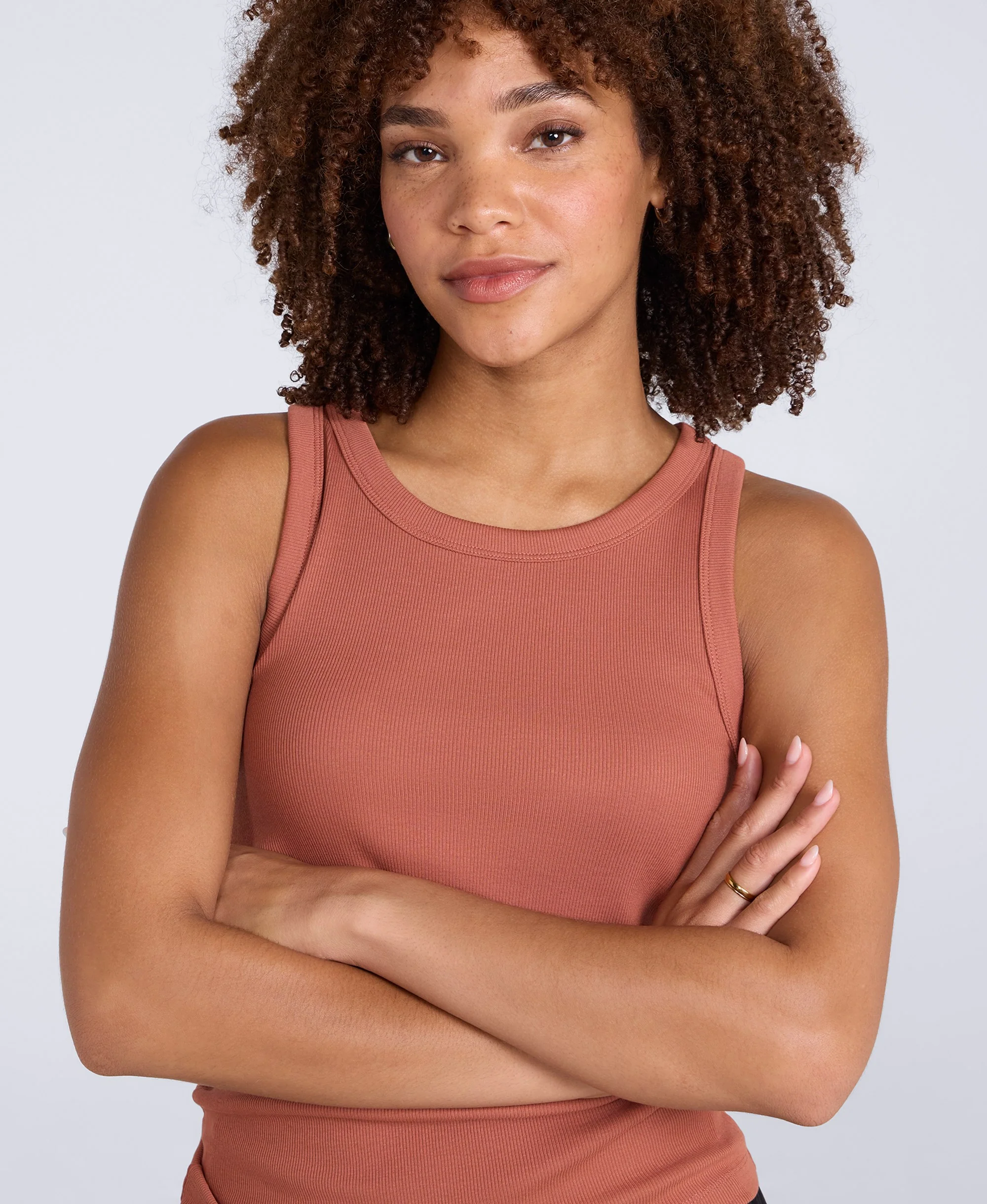 Ribbed Womens Tank Top - Rust - Image 4