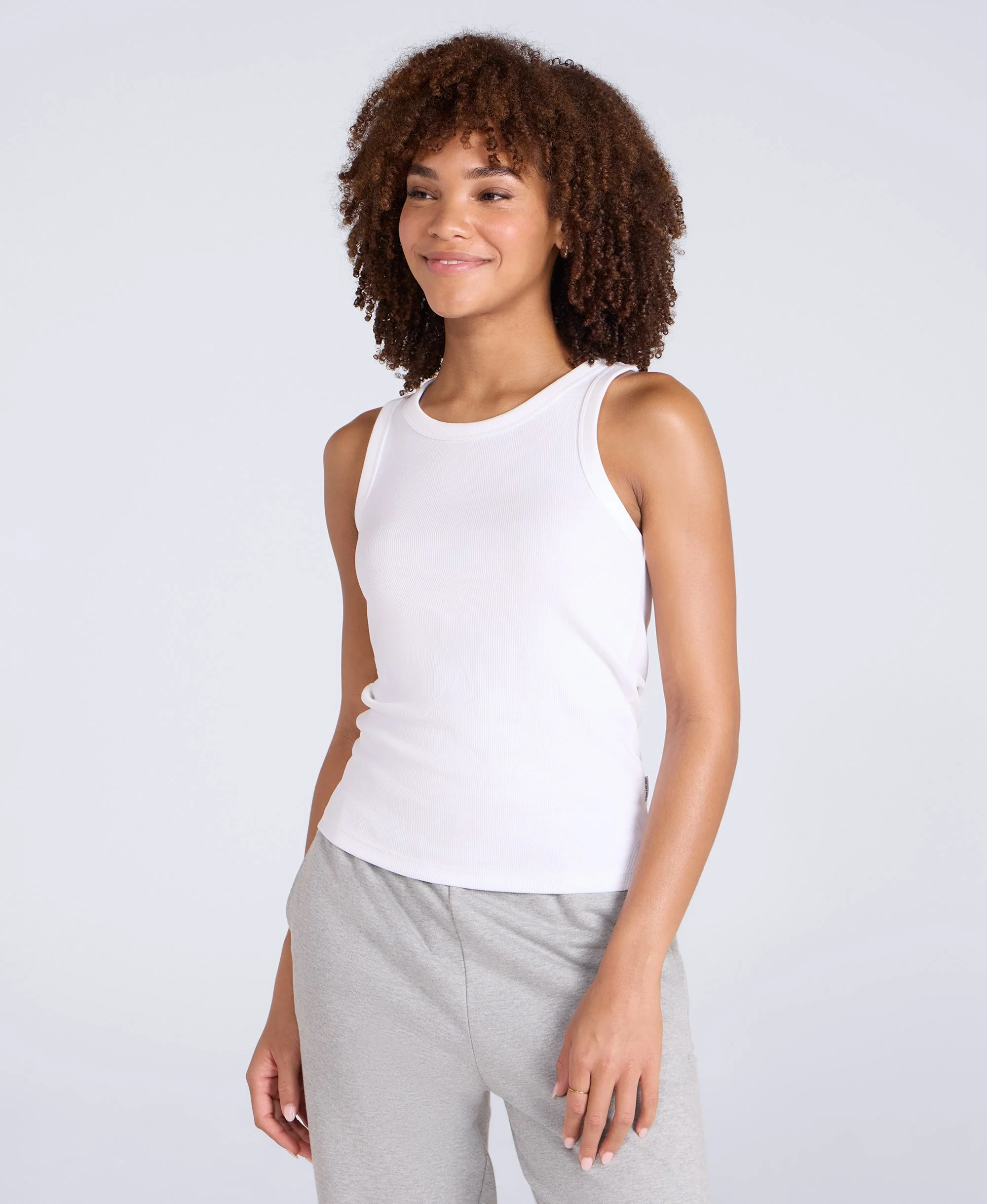 Ribbed Womens Tank Top - White