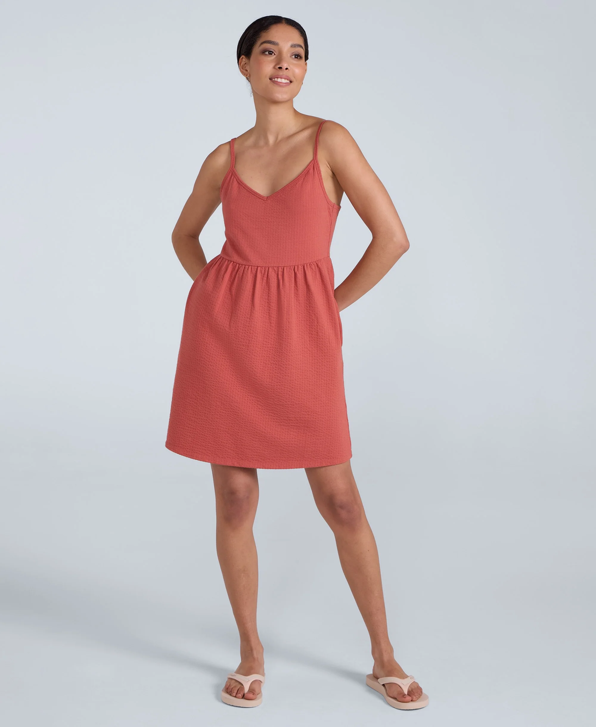 Sienna Womens Seersucker Dress - Rust - Image 3