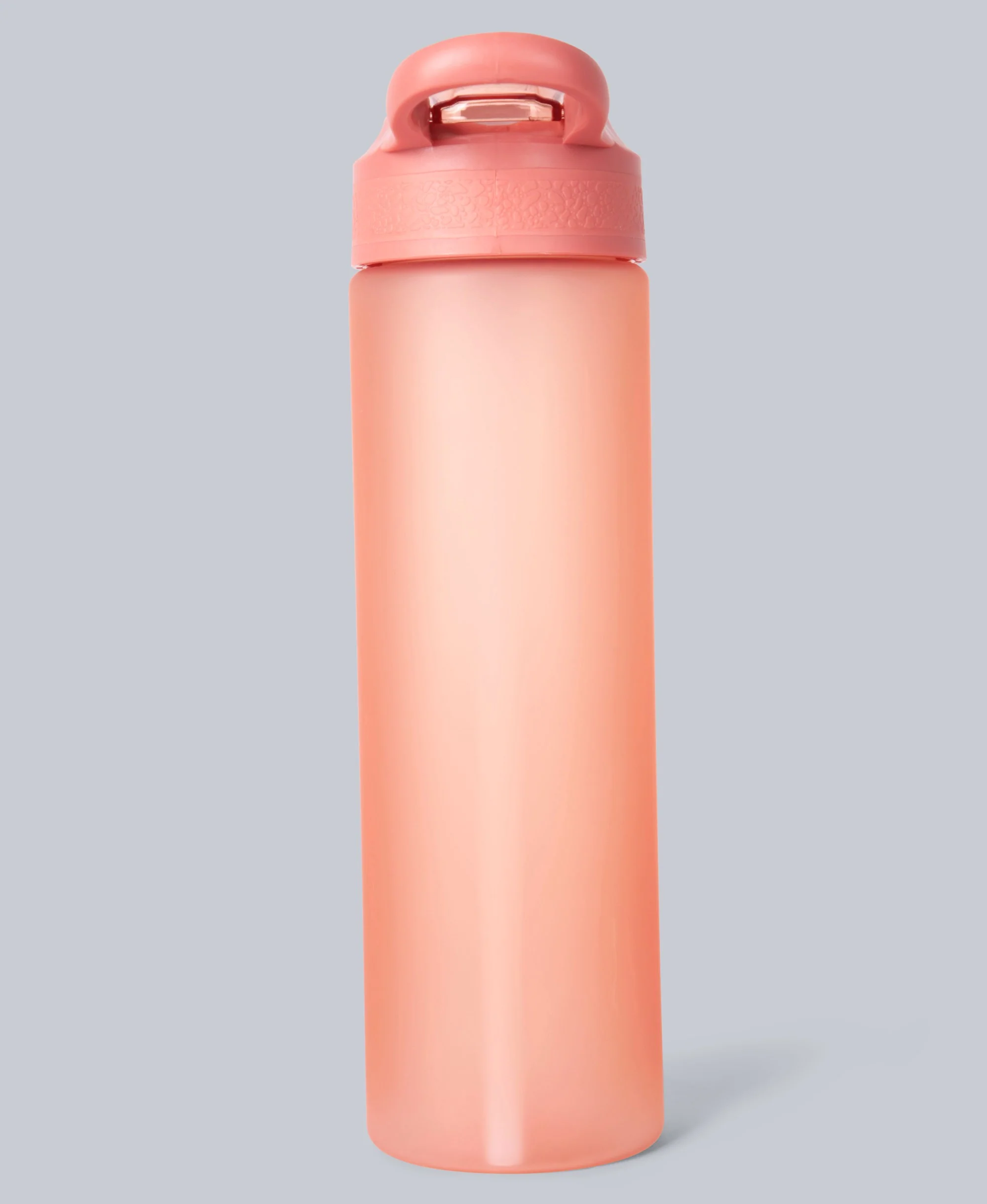 Straw Push Lid Water Bottle 700ml - Bright Orange - Image 3