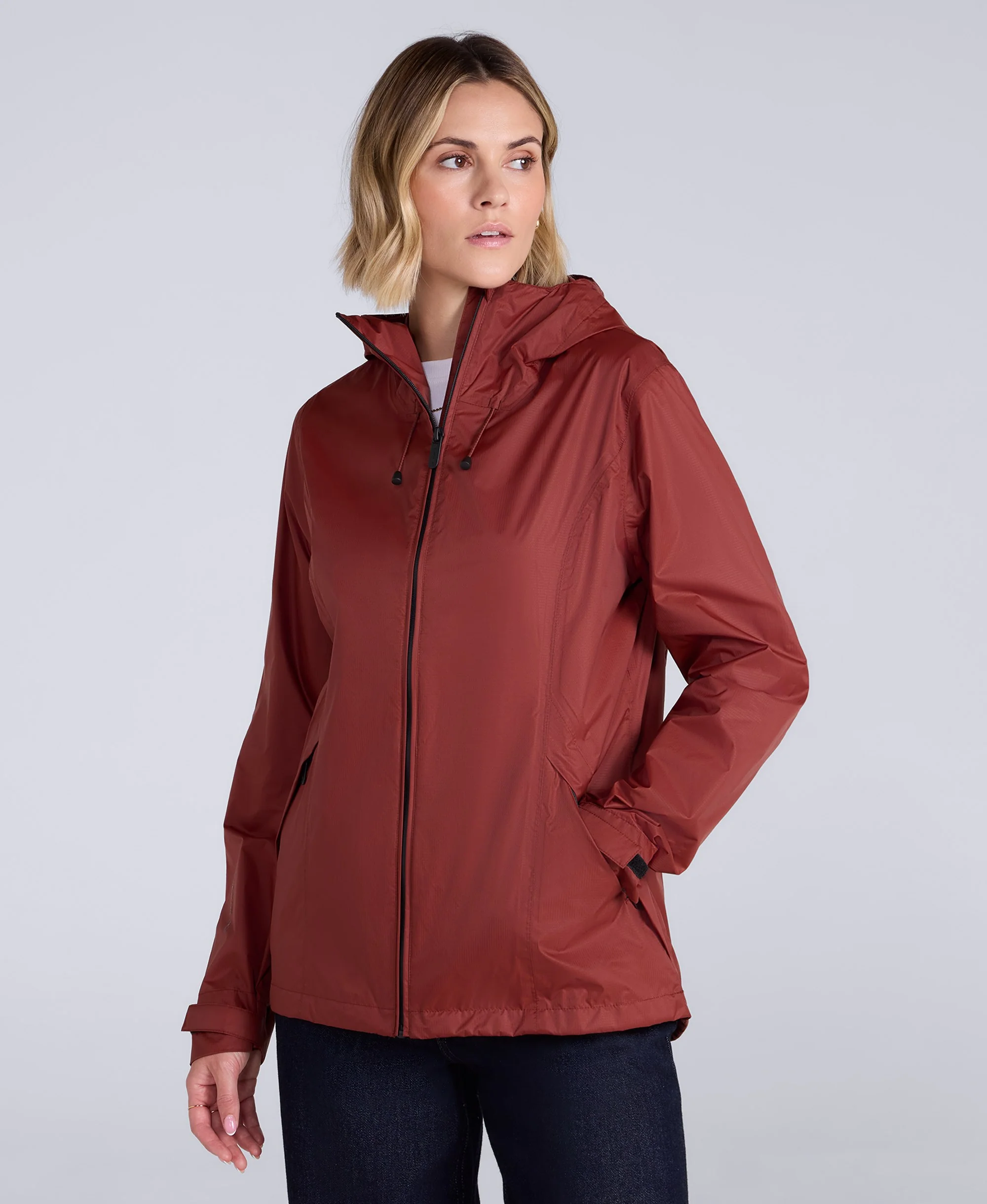 Swerve Womens Lightweight Waterproof Jacket - Rust