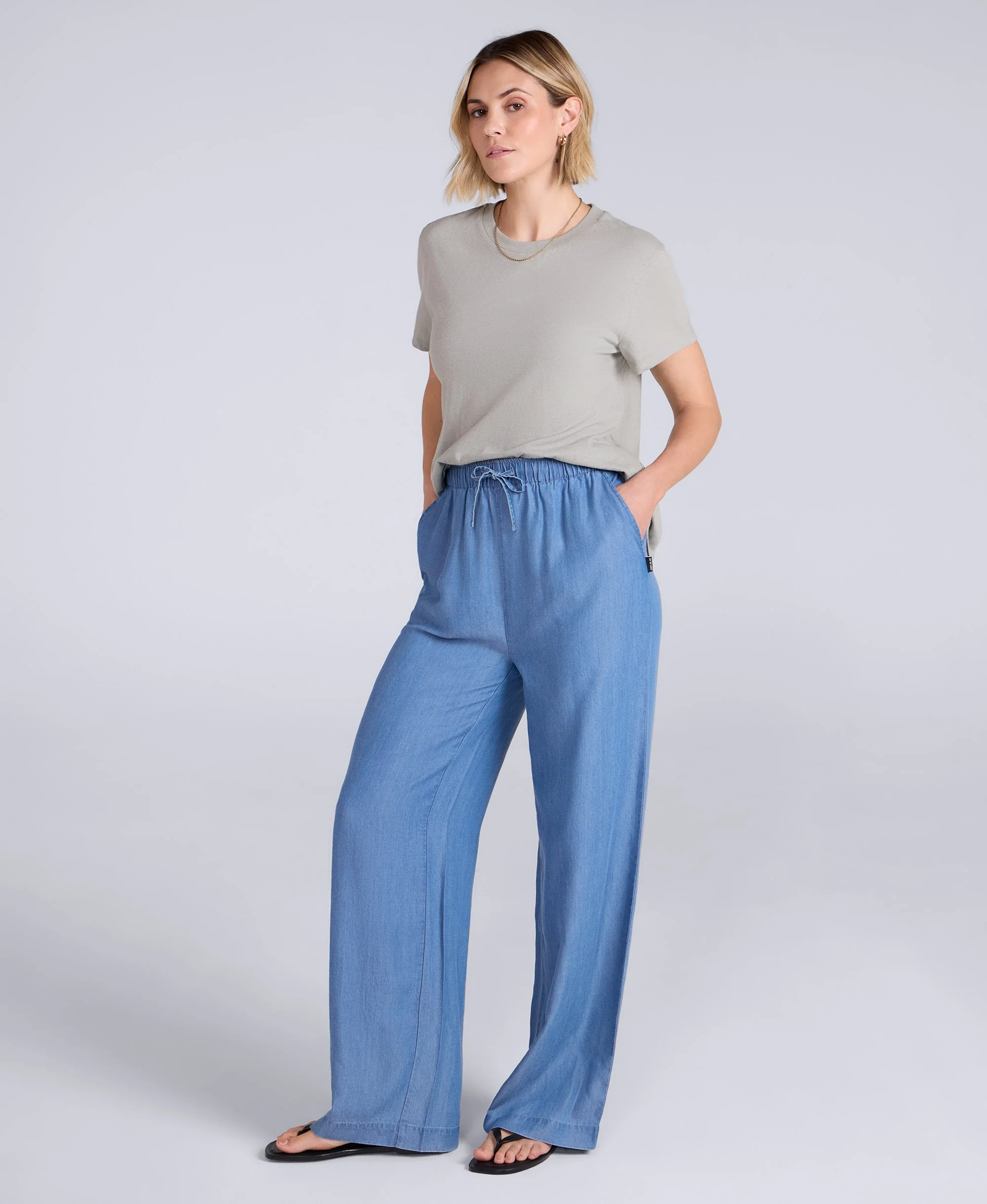 Tencel Chambray Womens Trousers - Light Blue - Image 2