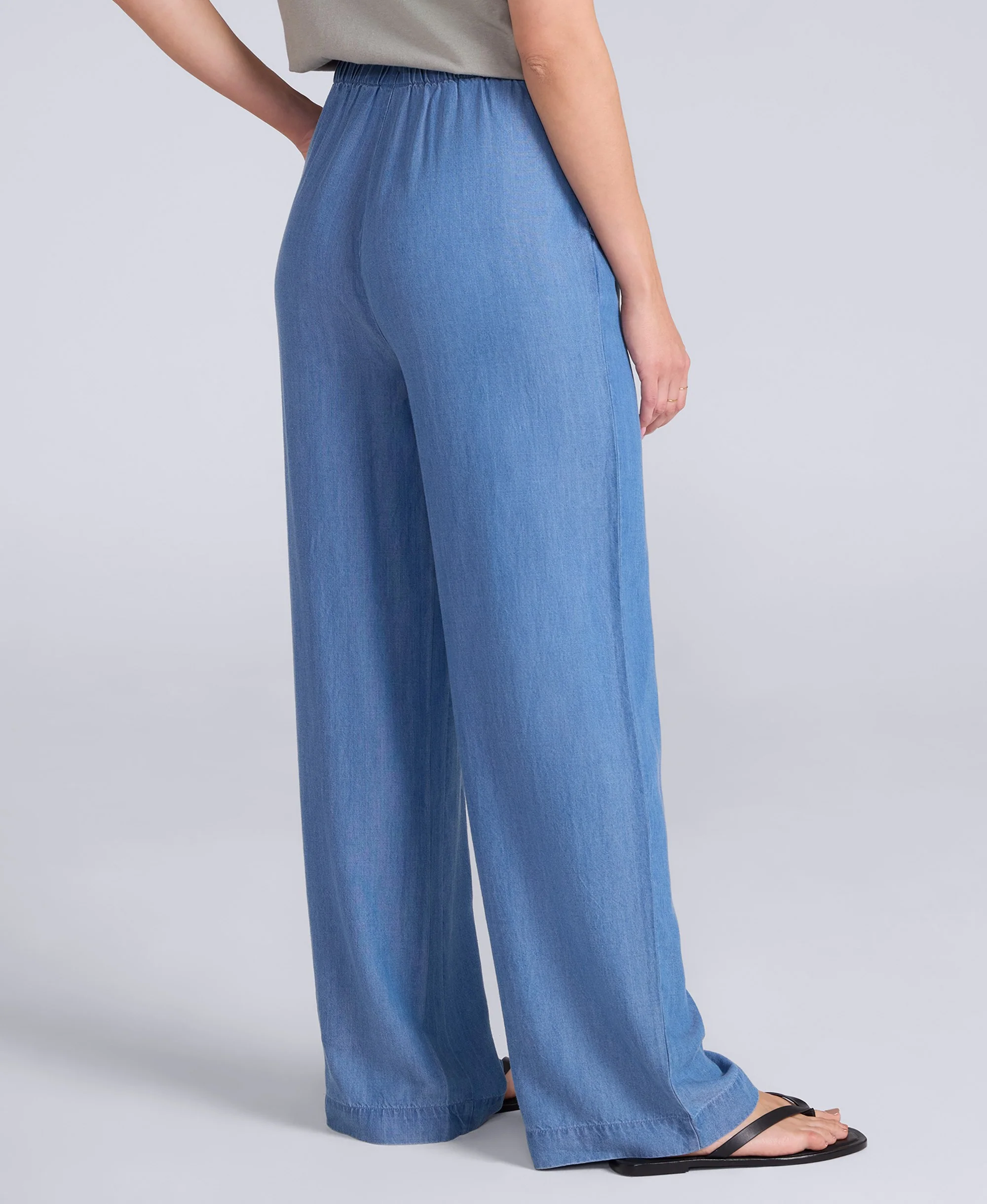 Tencel Chambray Womens Trousers - Light Blue - Image 3