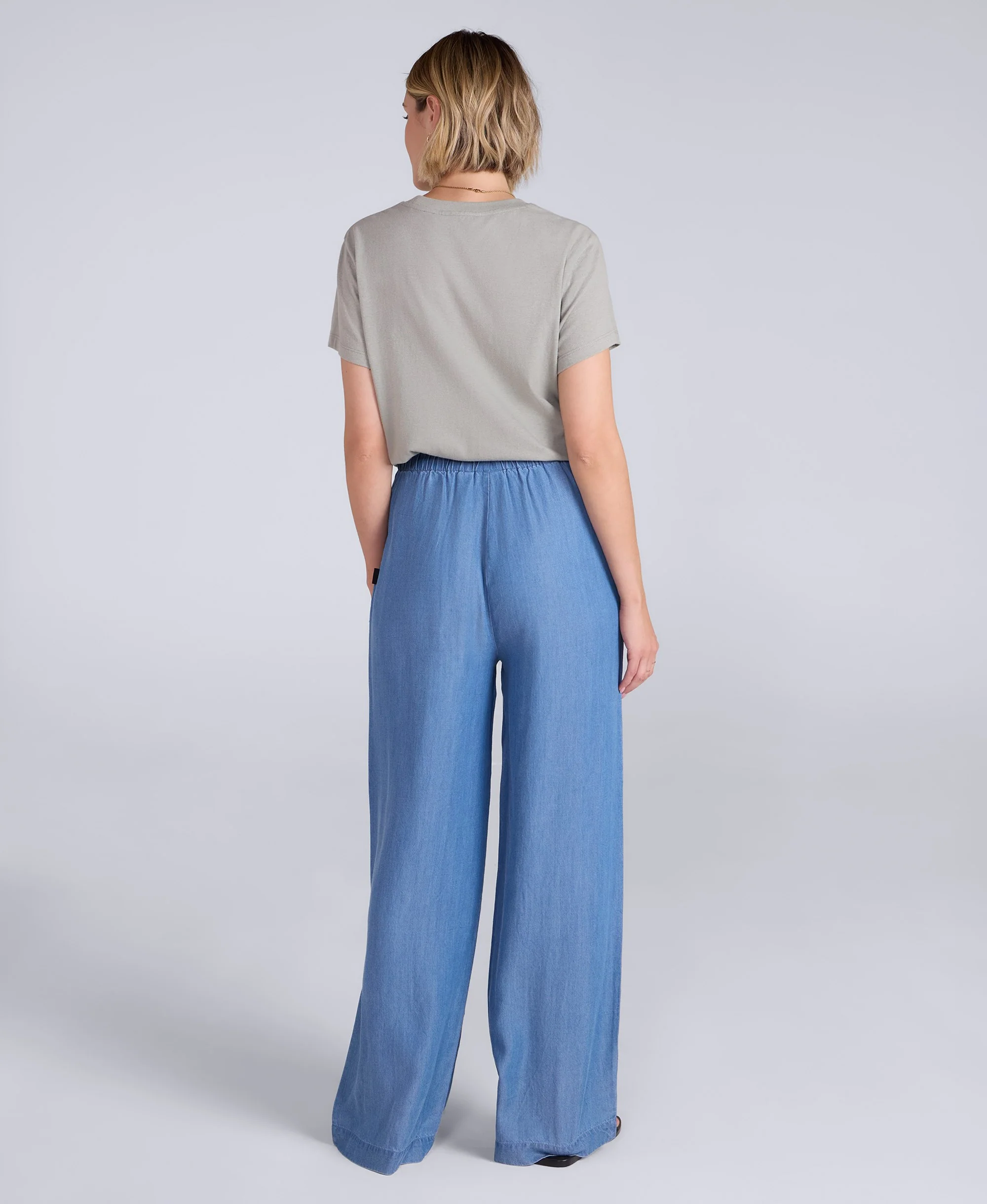 Tencel Chambray Womens Trousers - Light Blue - Image 4