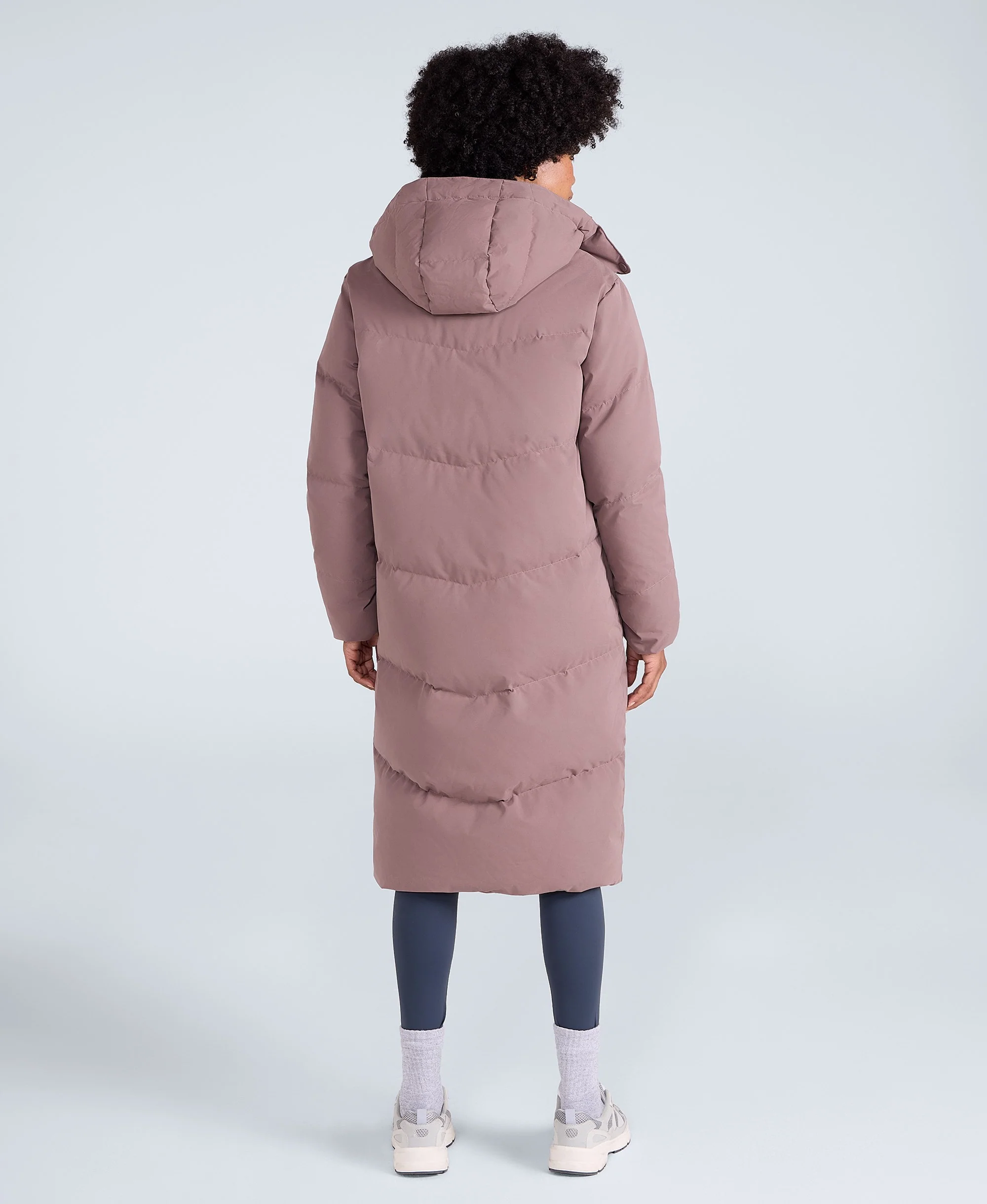 Tess Womens Long Line Down Jacket - Taupe - Image 4