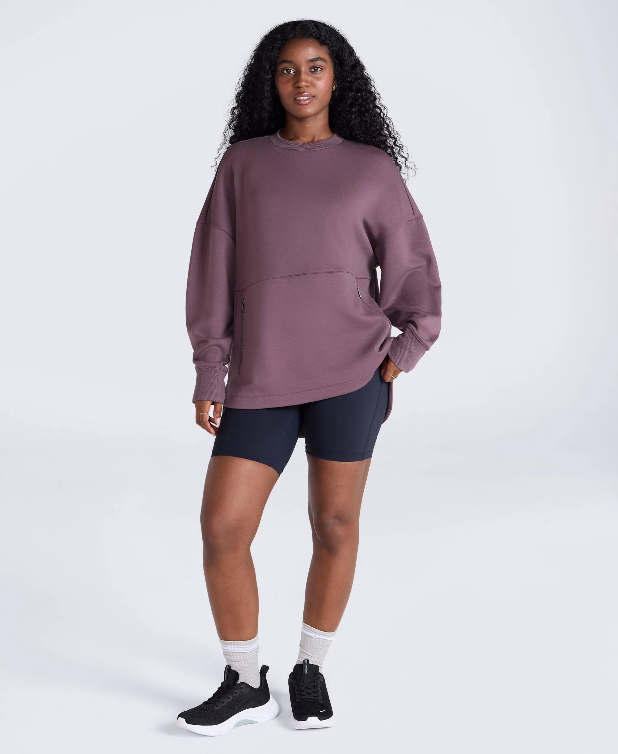 Vicky Womens Longline Sweat - Purple - Image 2