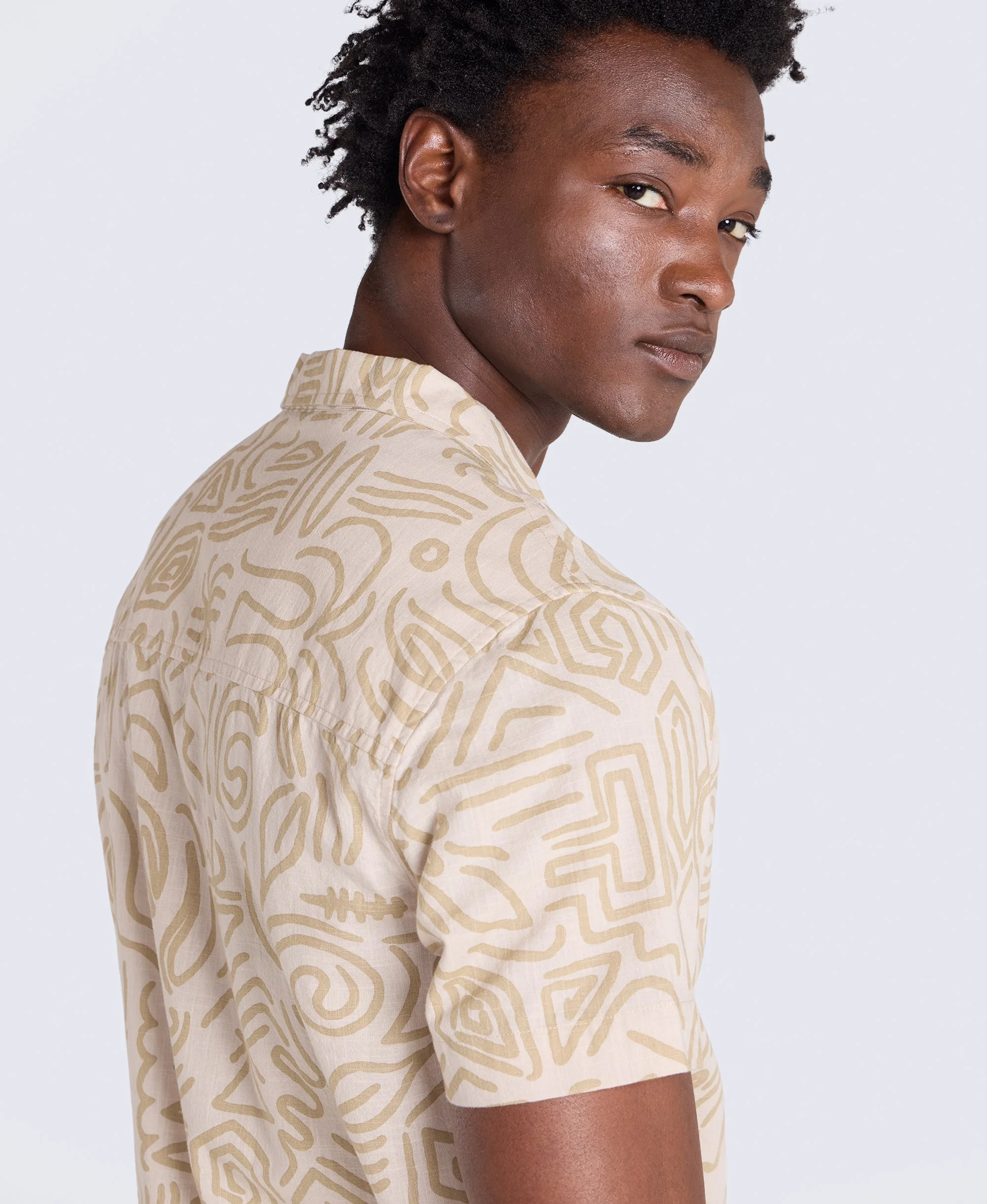 Will Mens Printed Shirt - Beige - Image 3