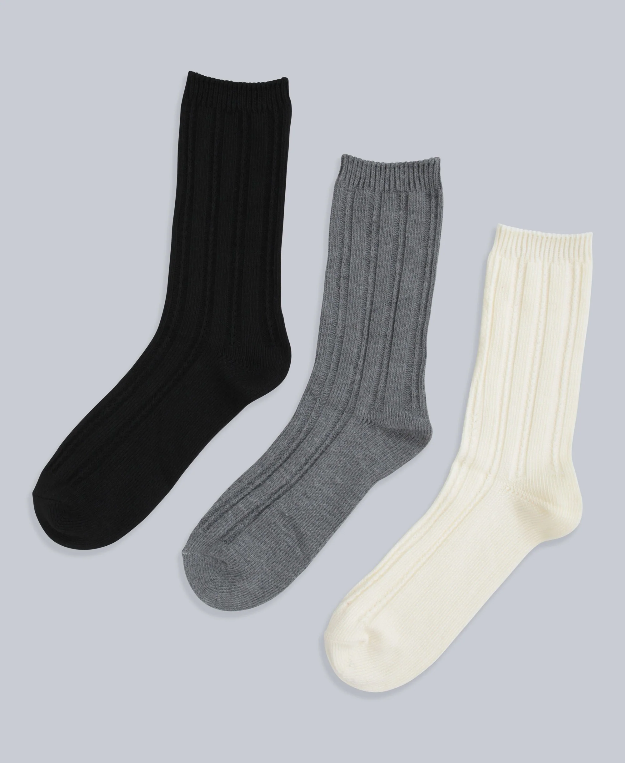 Willow Womens Twisted Ribbed Socks- 3 Pack - Dark Grey