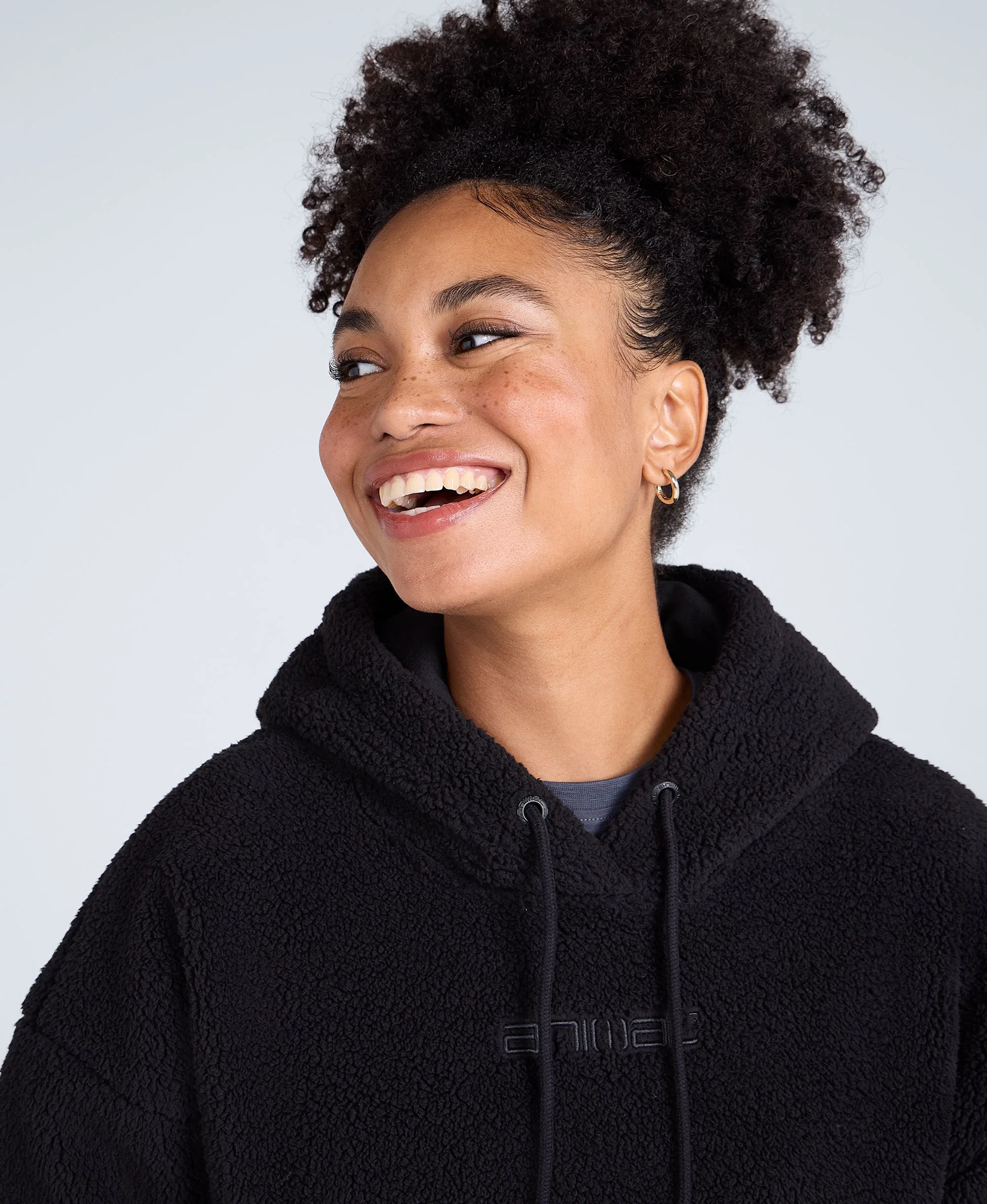 Womens Fleece Hoodie - Black - Image 3