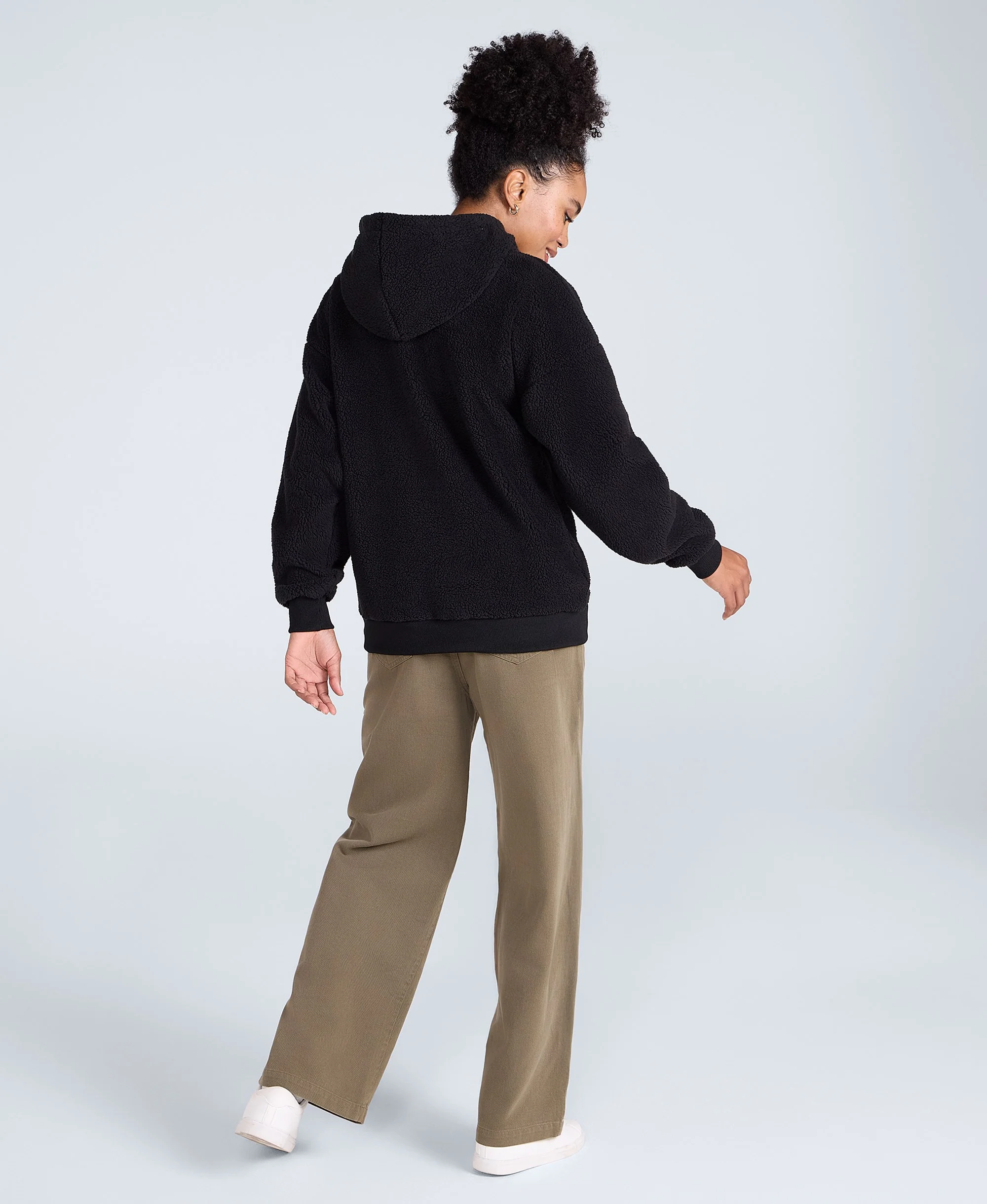 Womens Fleece Hoodie - Black - Image 4